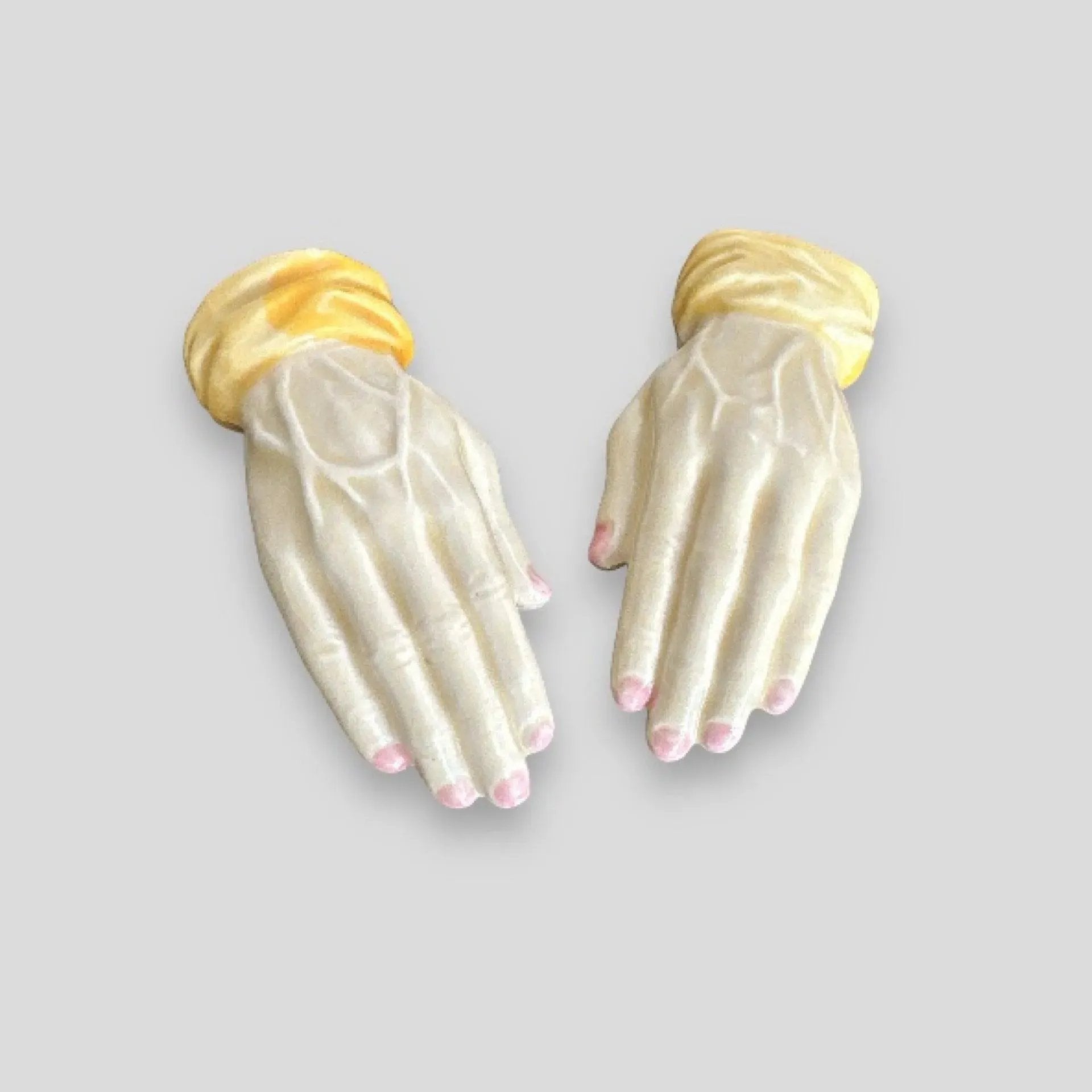 Vintage Ceramic Salt and Pepper Shakers with Hand Figures
