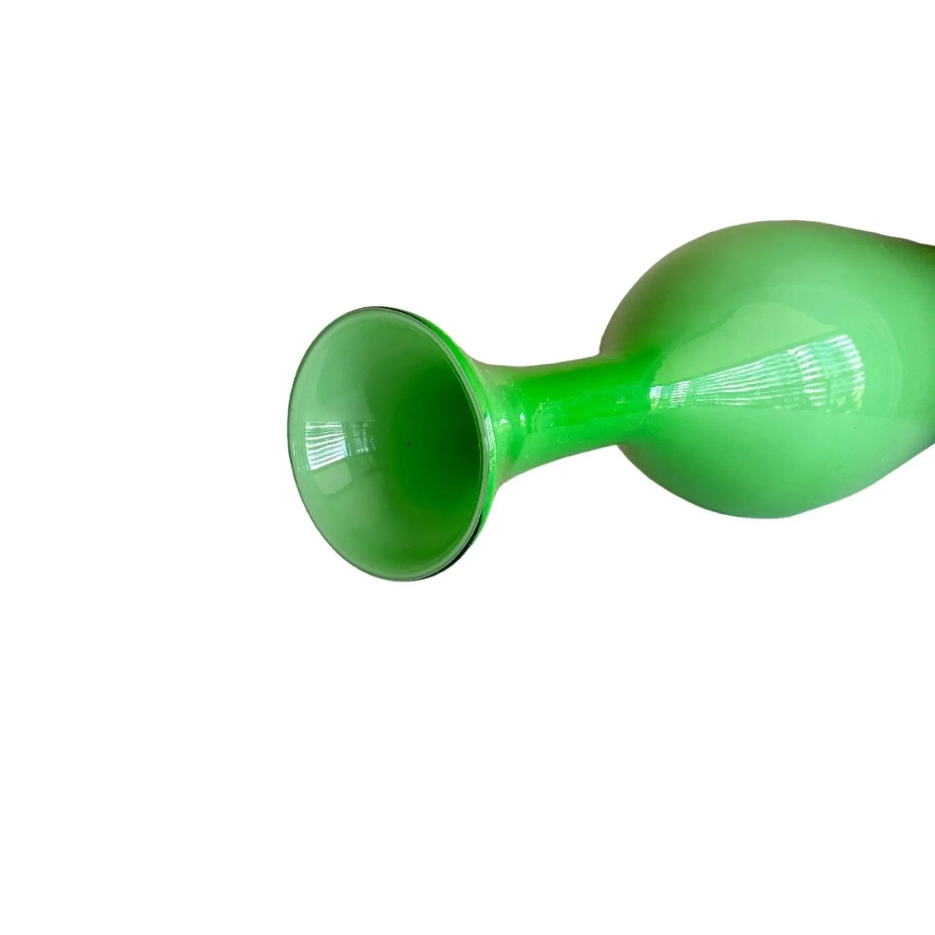 Vintage Empoli Green Cased Glass Vase | Hand-Blown Mid-Century Modern Scandinavian Style