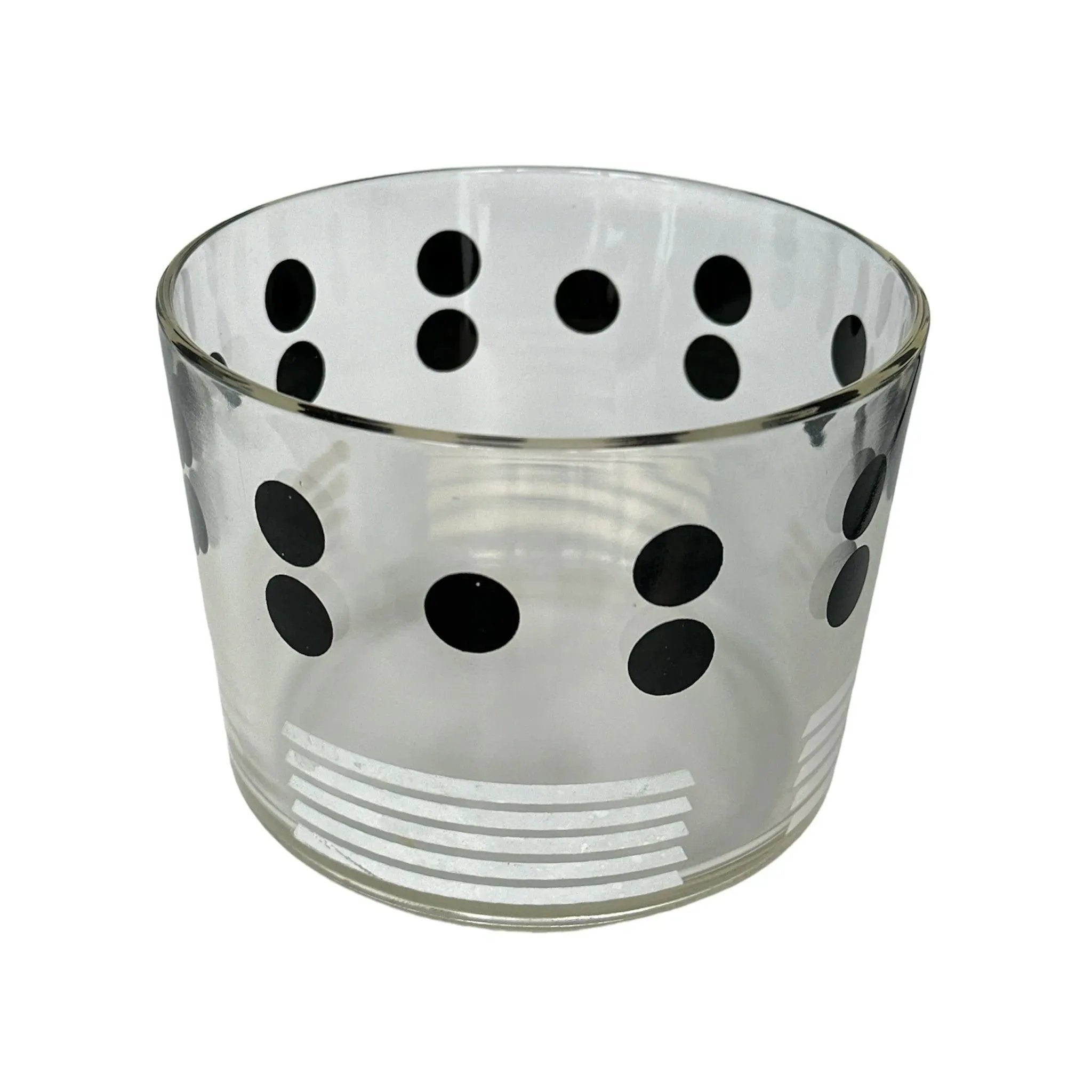 Vintage Mid Century Ice Bucket Polka Dot Glass Retro Barware