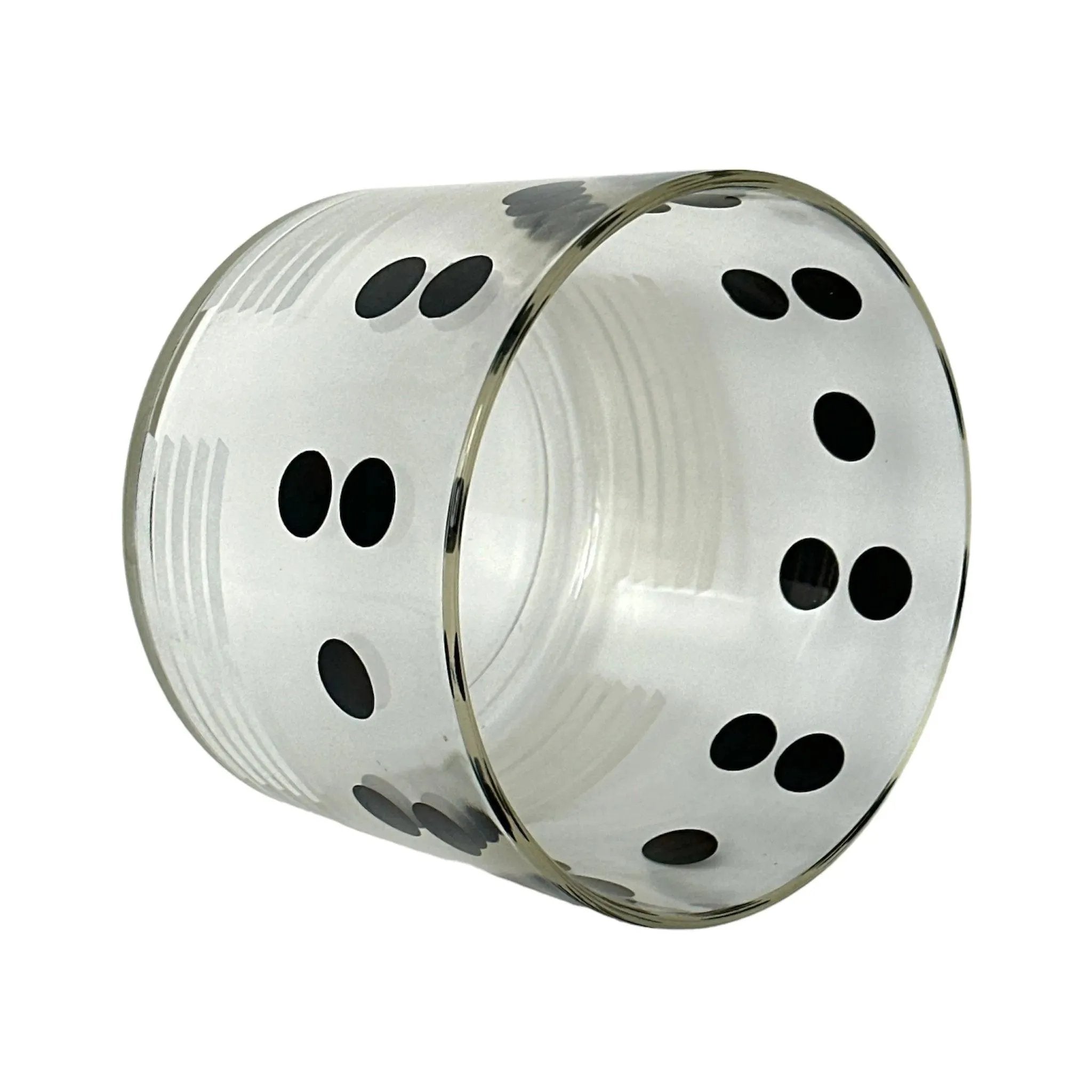 Vintage Mid Century Ice Bucket Polka Dot Glass Retro Barware