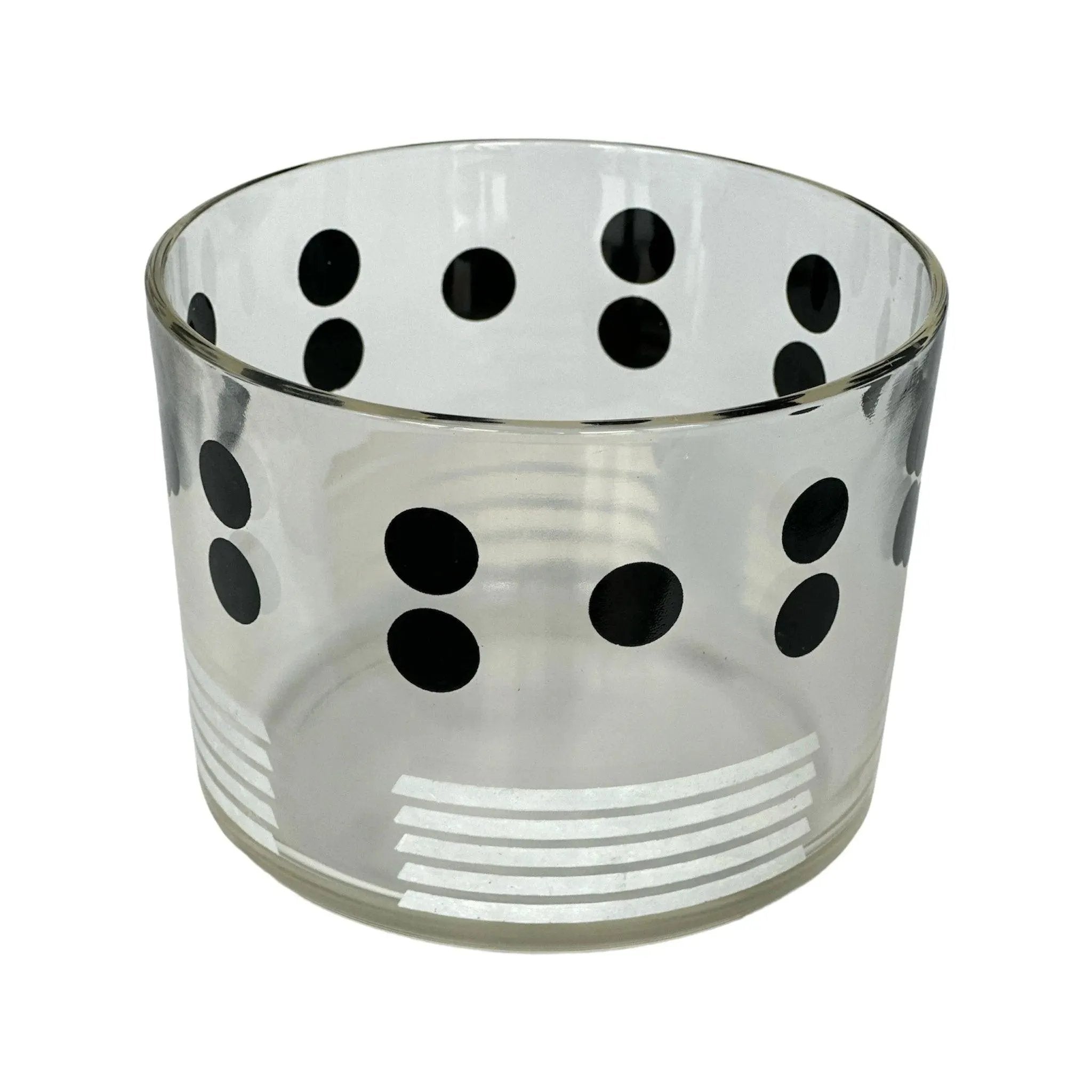 Vintage Mid Century Ice Bucket Polka Dot Glass Retro Barware
