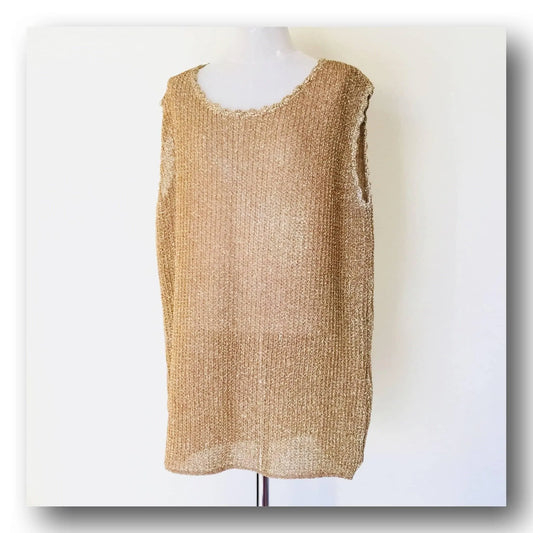 Vintage Gold Color Mesh Sleeveless Women’s Top Jewelry Bubble