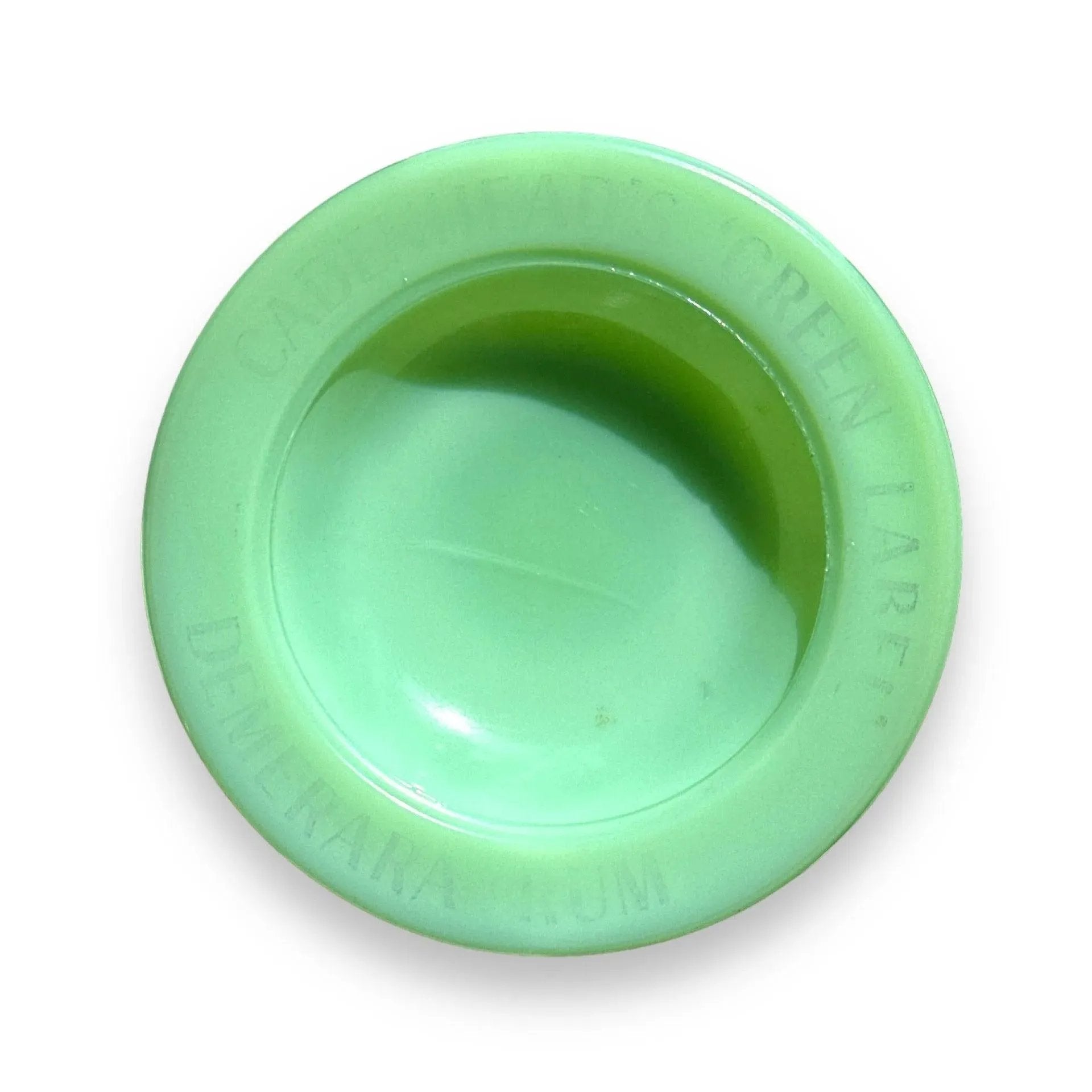 Vintage Jadeite Glass Round Ashtray: Jadeite Collectors Advertisement Piece