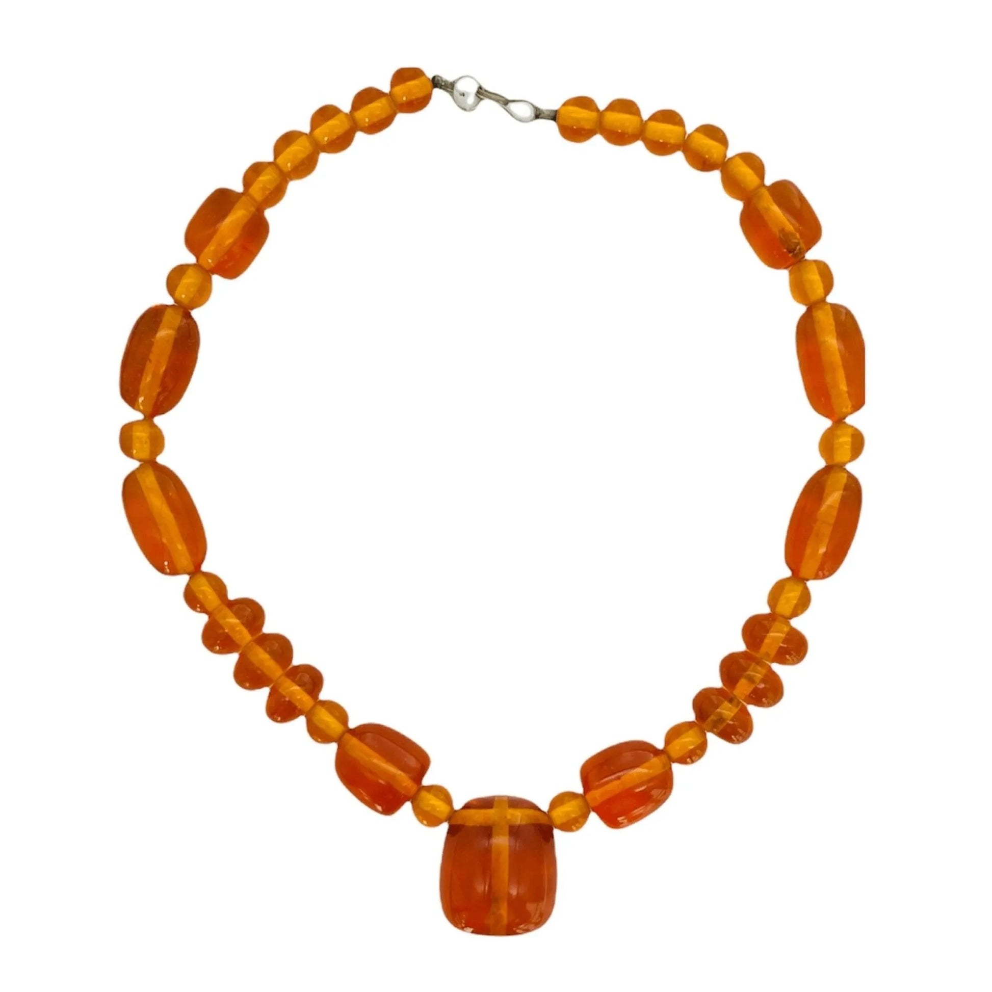 Vintage Lucite Amber Color Bead Necklace Jewelry Bubble