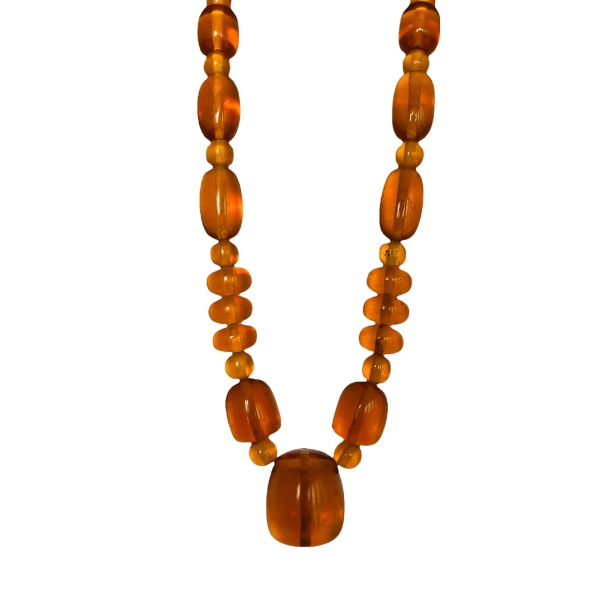 Vintage Lucite Amber Color Bead Necklace Jewelry Bubble