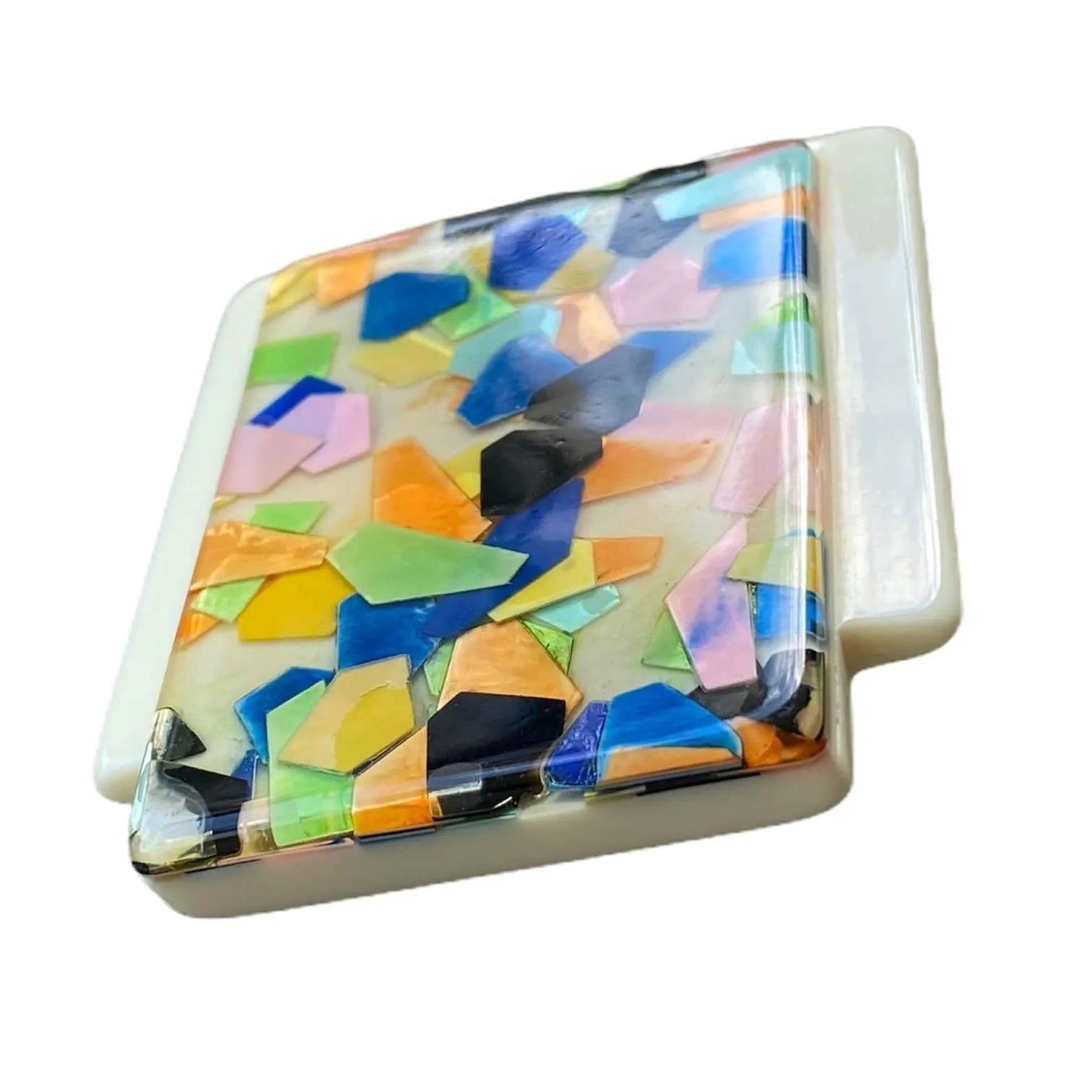 Vintage Lucite Cased Colorful Confetti Brooch Jewelry Bubble