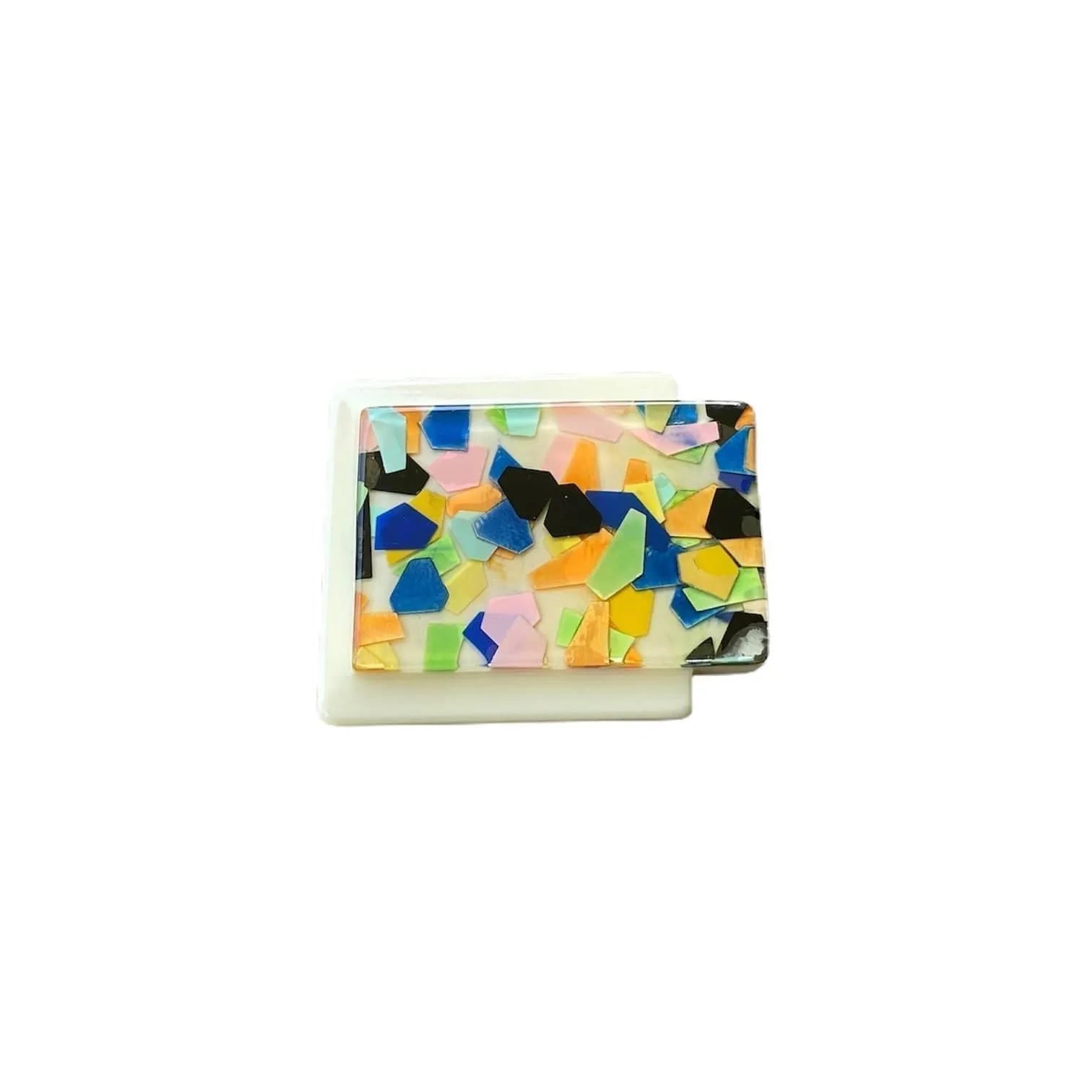 Vintage Lucite Cased Colorful Confetti Brooch Jewelry Bubble