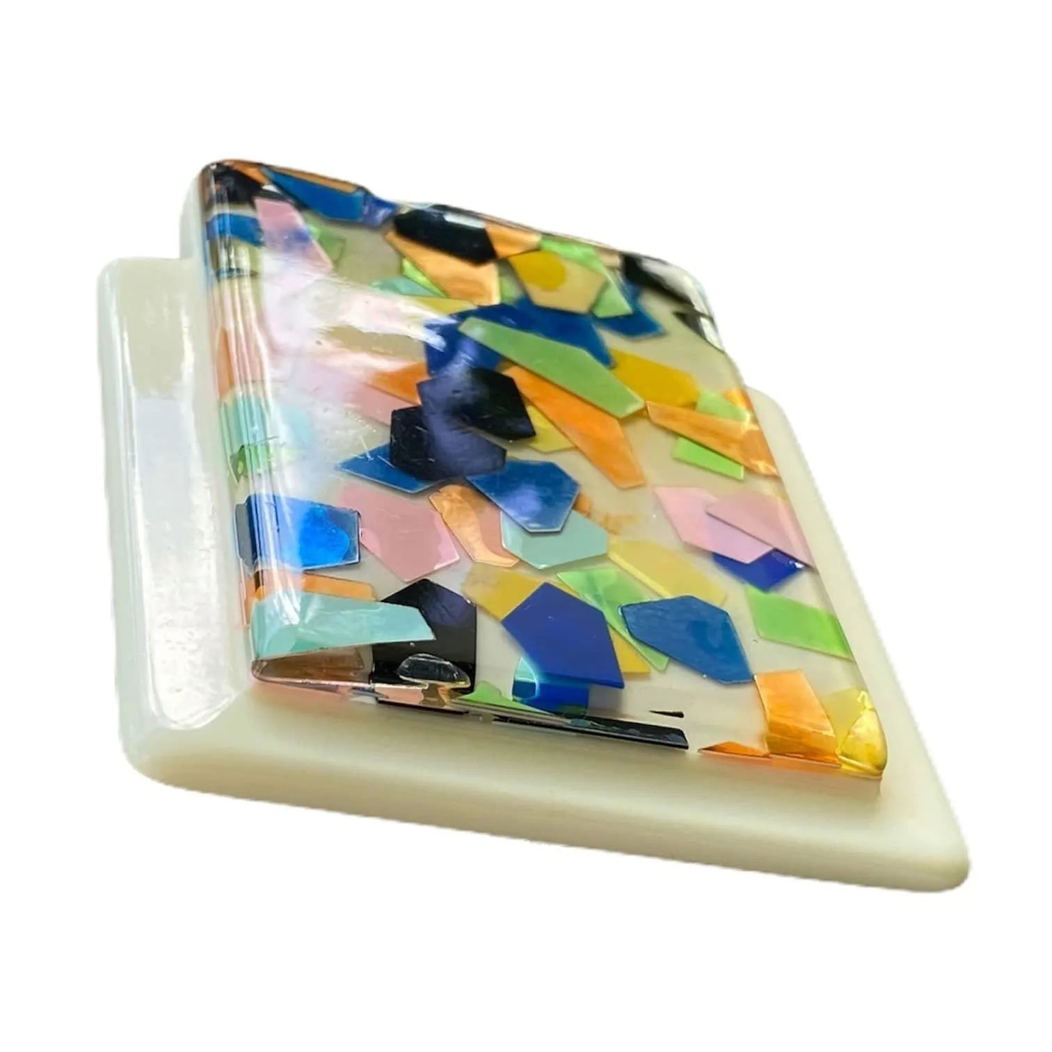 Vintage Lucite Cased Colorful Confetti Brooch Jewelry Bubble