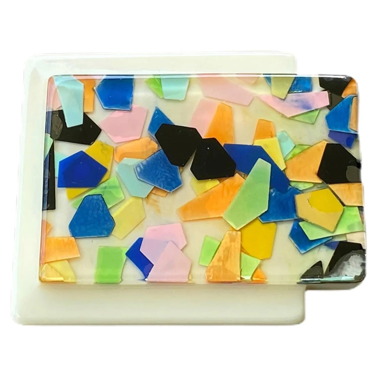 Vintage Lucite Cased Colorful Confetti Brooch Jewelry Bubble