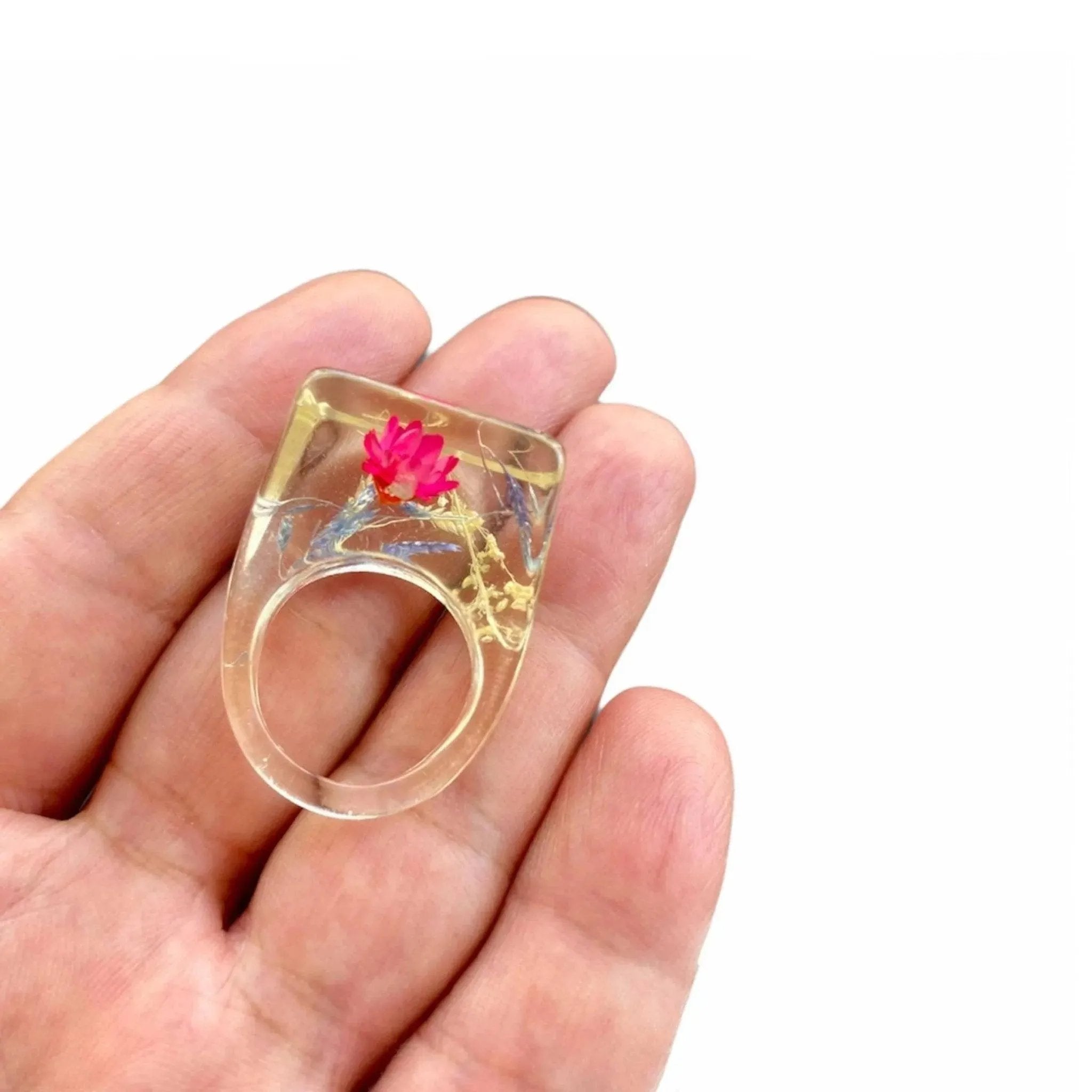 米国　Vintage Floral Design Lucite Ring Box 米国 Vintage Floral Design Lucite Ring Box - メルカリ