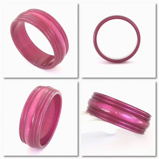 Vintage Magenta Moonglow Lucite Bangle Jewelry Bubble