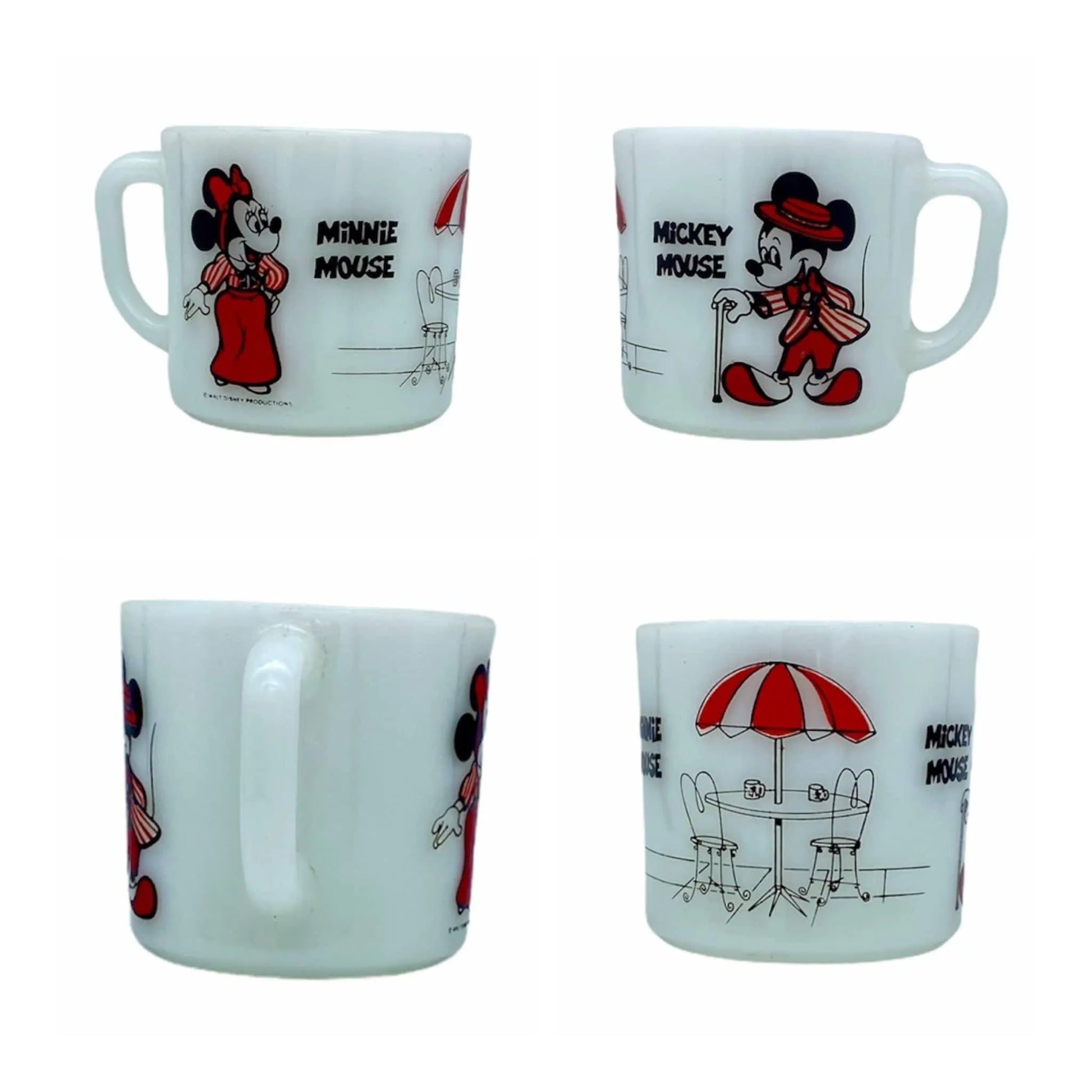 Vintage Mickey Mouse & Minnie Mouse White Milk Glass Coffee Mug Jewelry Bubble