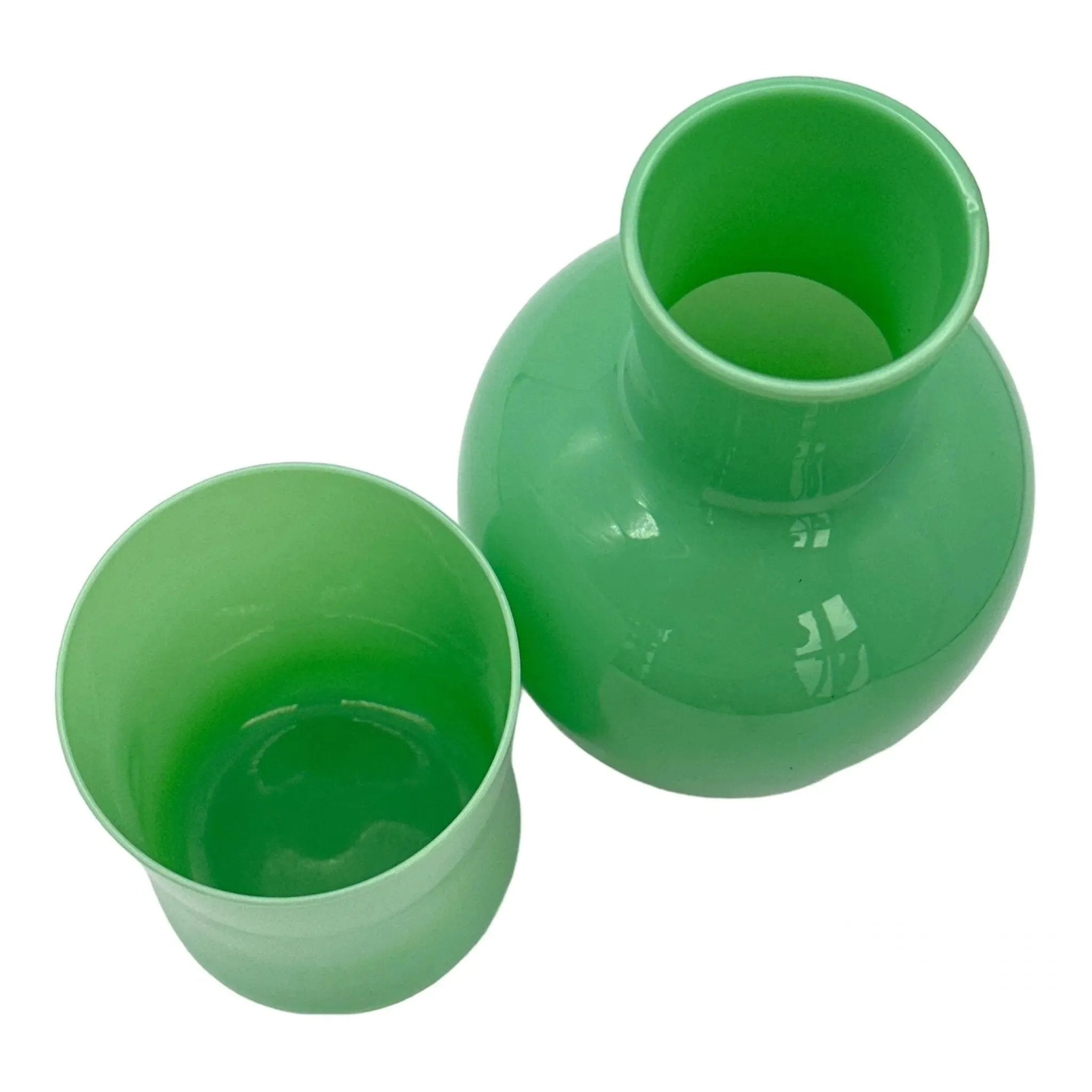 Vintage Morgantown Jadeite Tumble Up Bedside Water Carafe Set | Rare Collectible Find