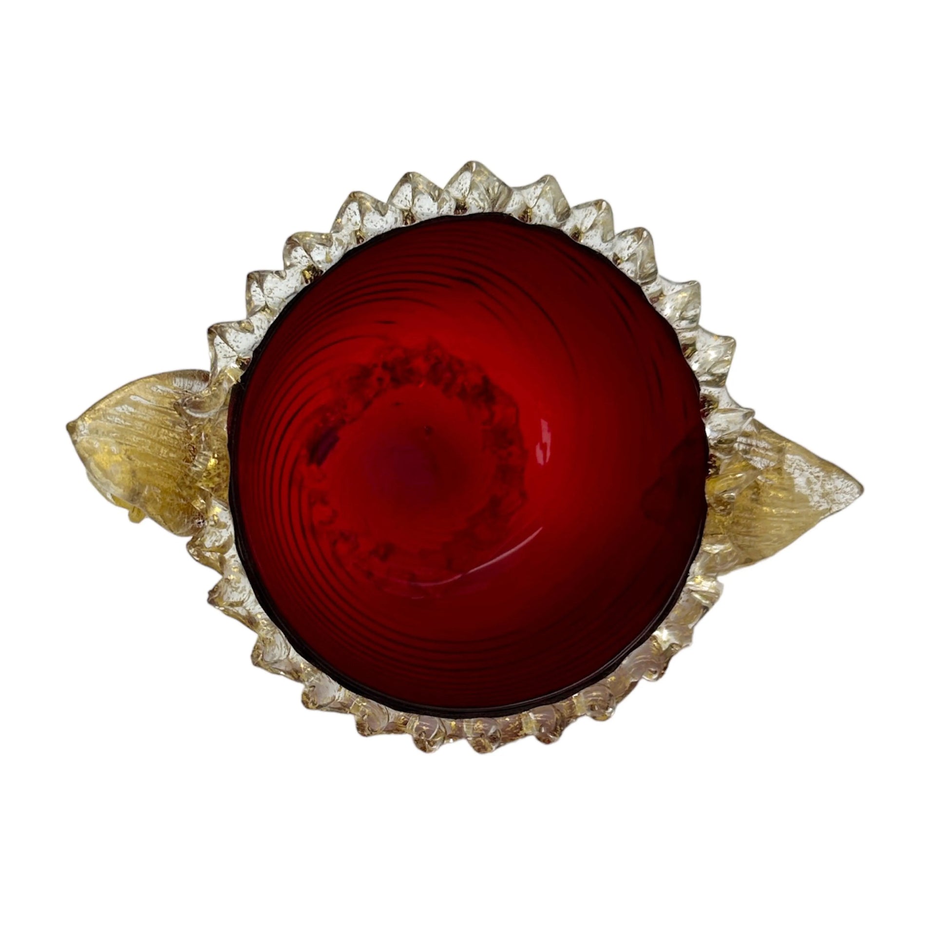 Vintage Murano Glass Bowl in Vibrant Red: Exquisite and Highly Collectible Jewelry Bubble