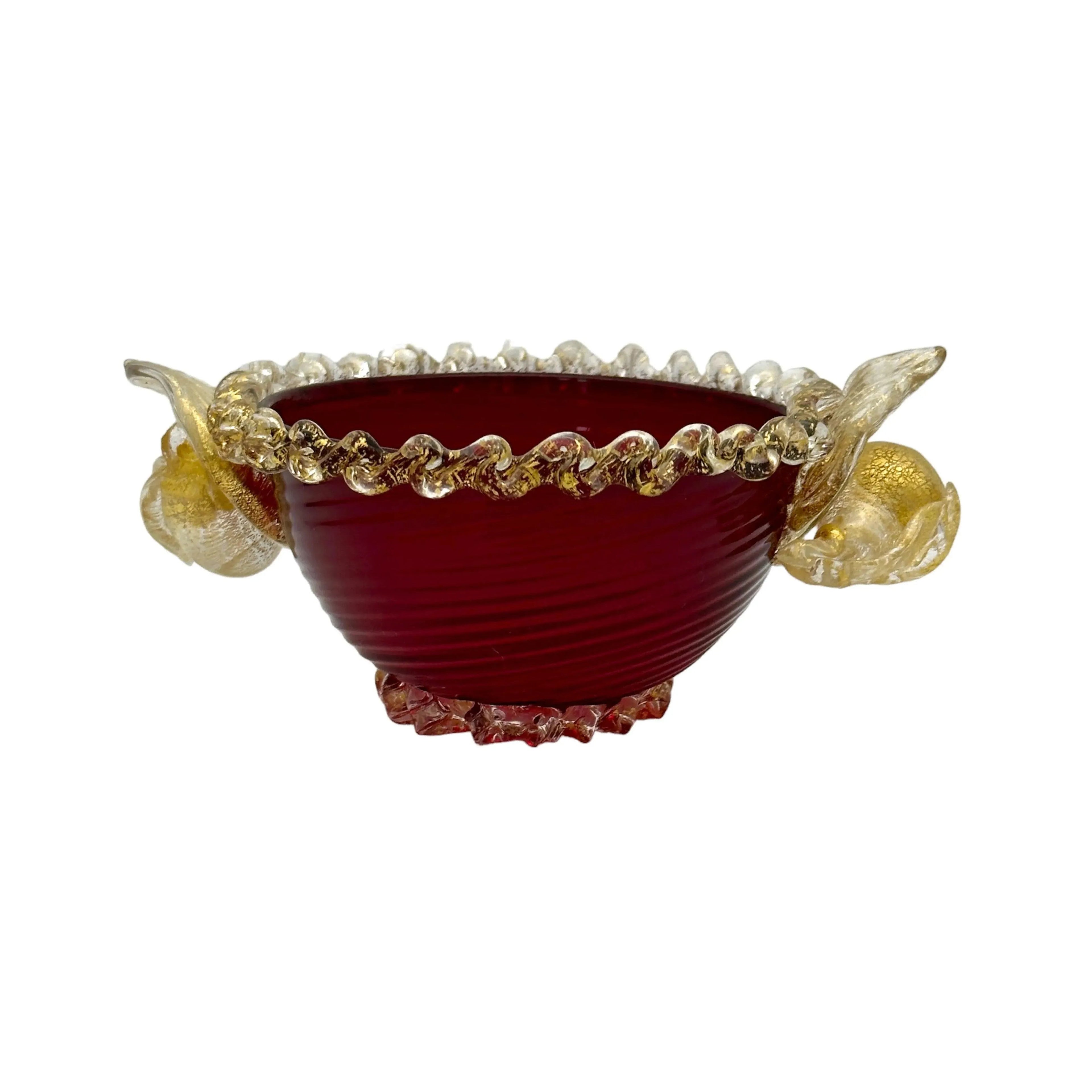 Vintage Murano Glass Bowl in Vibrant Red: Exquisite and Highly Collectible
