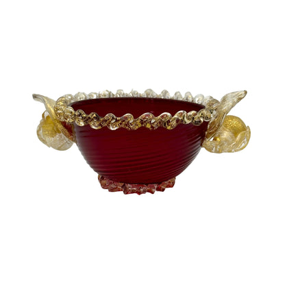 Vintage Murano Glass Bowl in Vibrant Red: Exquisite and Highly Collectible Jewelry Bubble