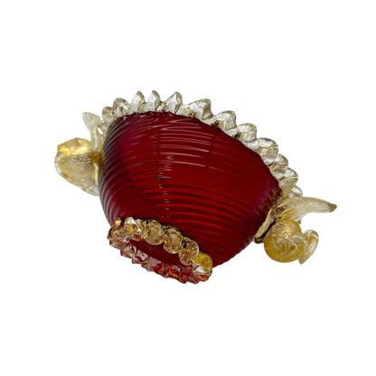 Vintage Murano Glass Bowl in Vibrant Red: Exquisite and Highly Collectible Jewelry Bubble