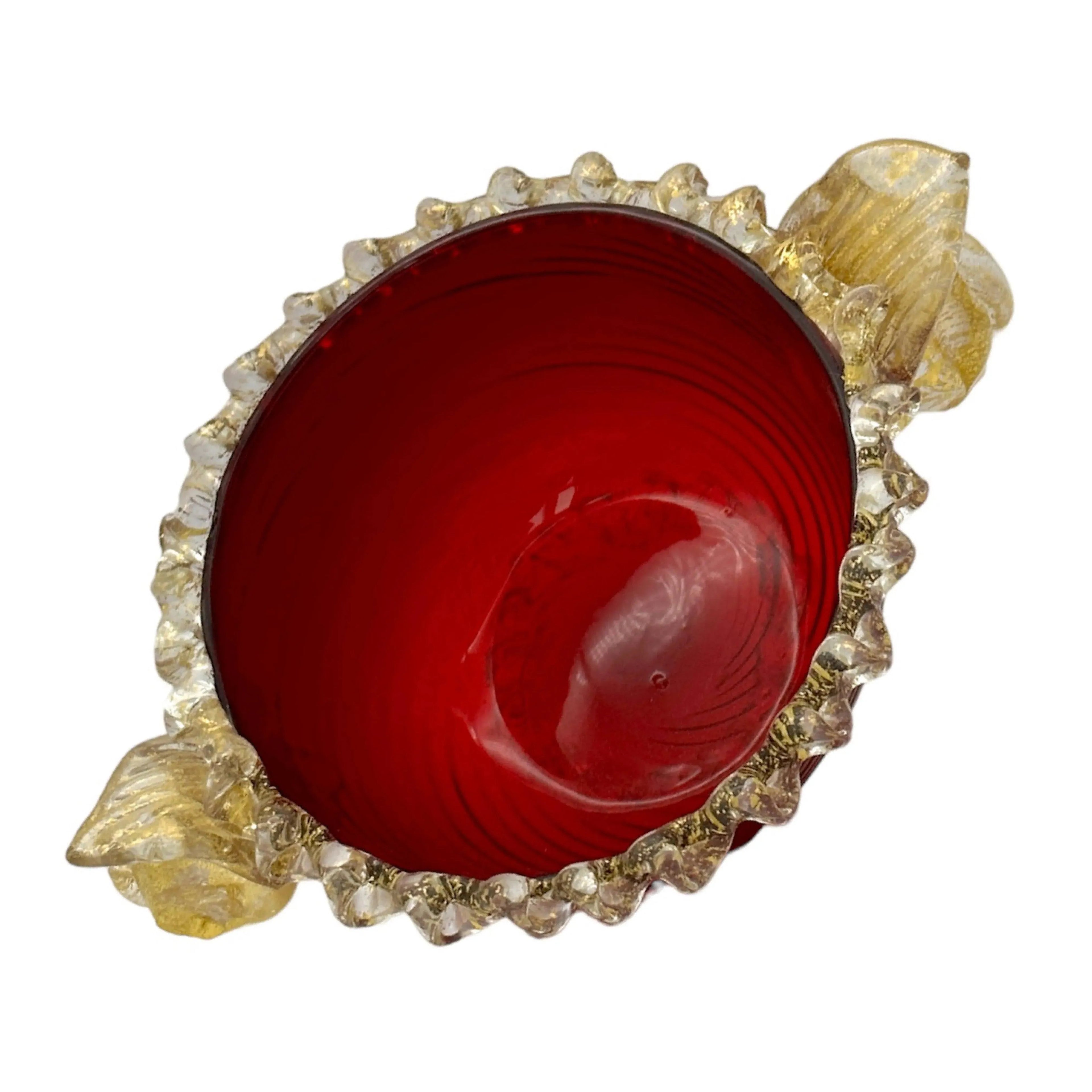 Vintage Murano Glass Bowl in Vibrant Red: Exquisite and Highly Collectible