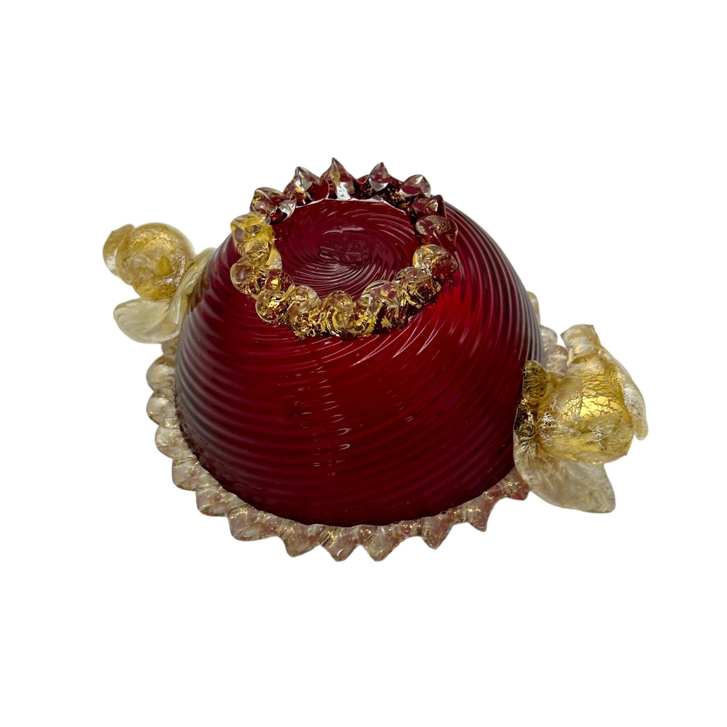 Vintage Murano Glass Bowl in Vibrant Red: Exquisite and Highly Collectible Jewelry Bubble