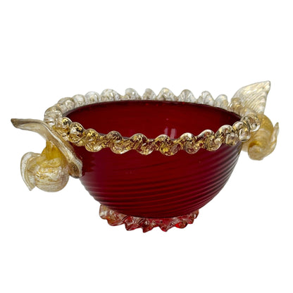 Vintage Murano Glass Bowl in Vibrant Red: Exquisite and Highly Collectible Jewelry Bubble