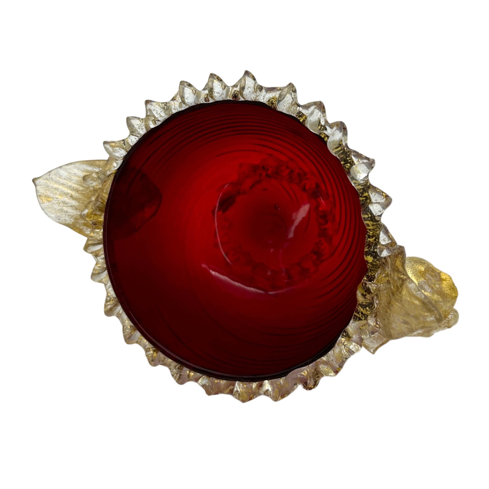 Vintage Murano Glass Bowl in Vibrant Red: Exquisite and Highly Collectible Jewelry Bubble