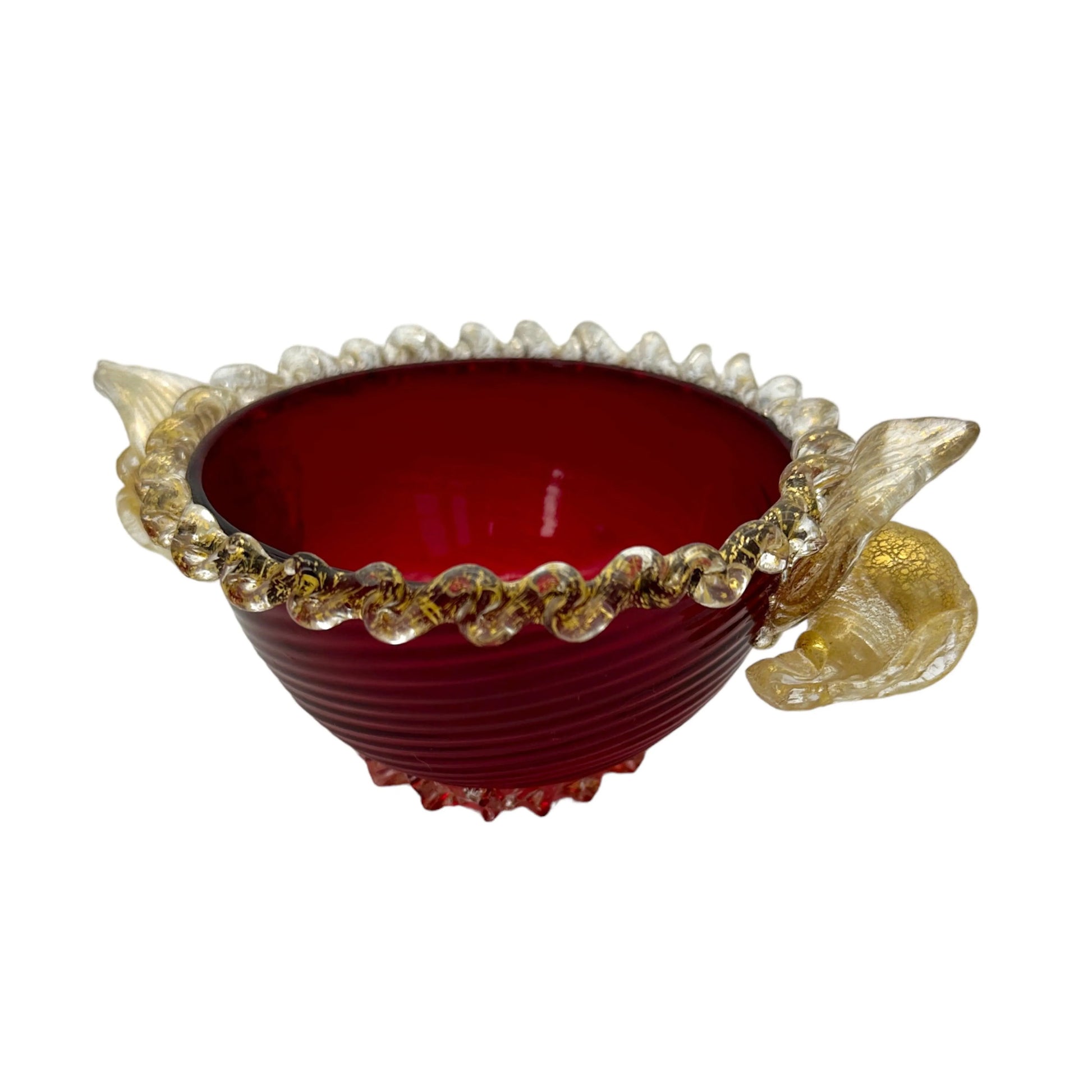 Vintage Murano Glass Bowl in Vibrant Red: Exquisite and Highly Collectible Jewelry Bubble