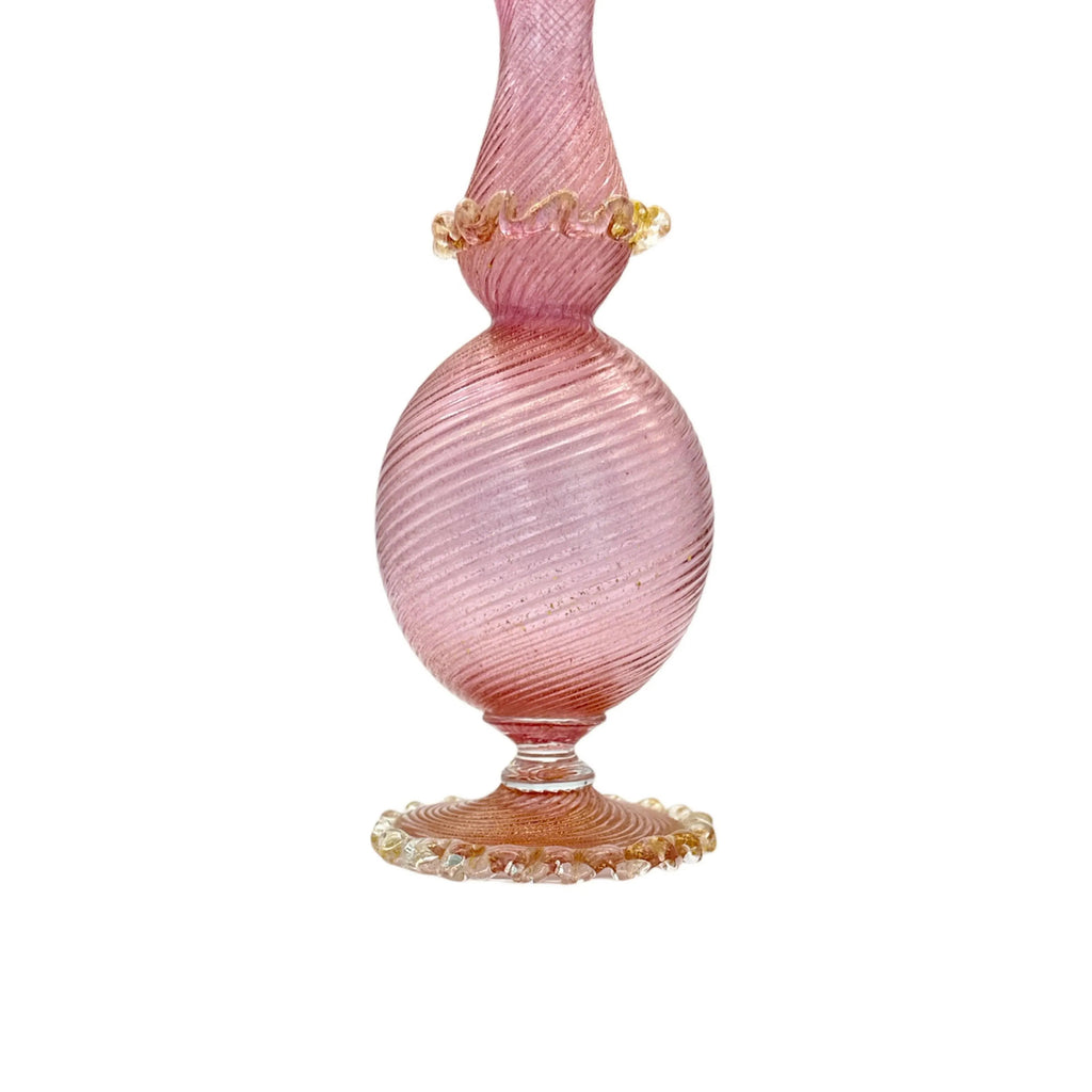 Vintage Murano Glass Pink Gold Flex Ribbed Bud Vase
