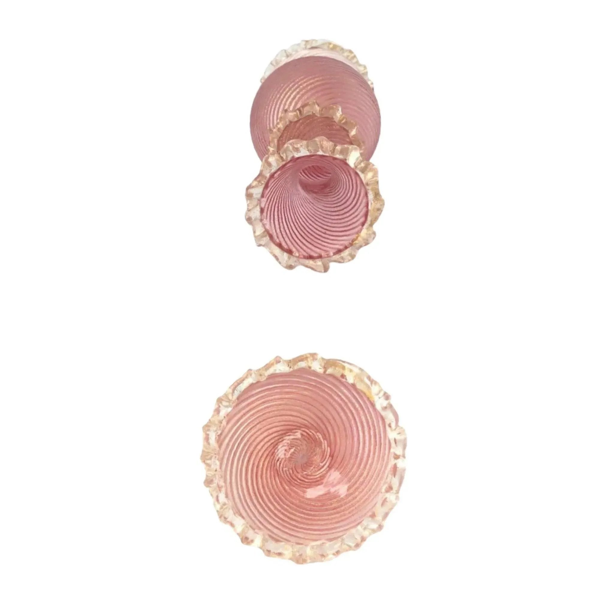 Vintage Murano Glass Pink Gold Flex Ribbed Bud Vase