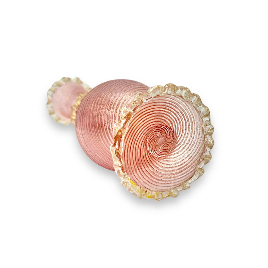 Vintage Murano Glass Pink Gold Flex Ribbed Bud Vase