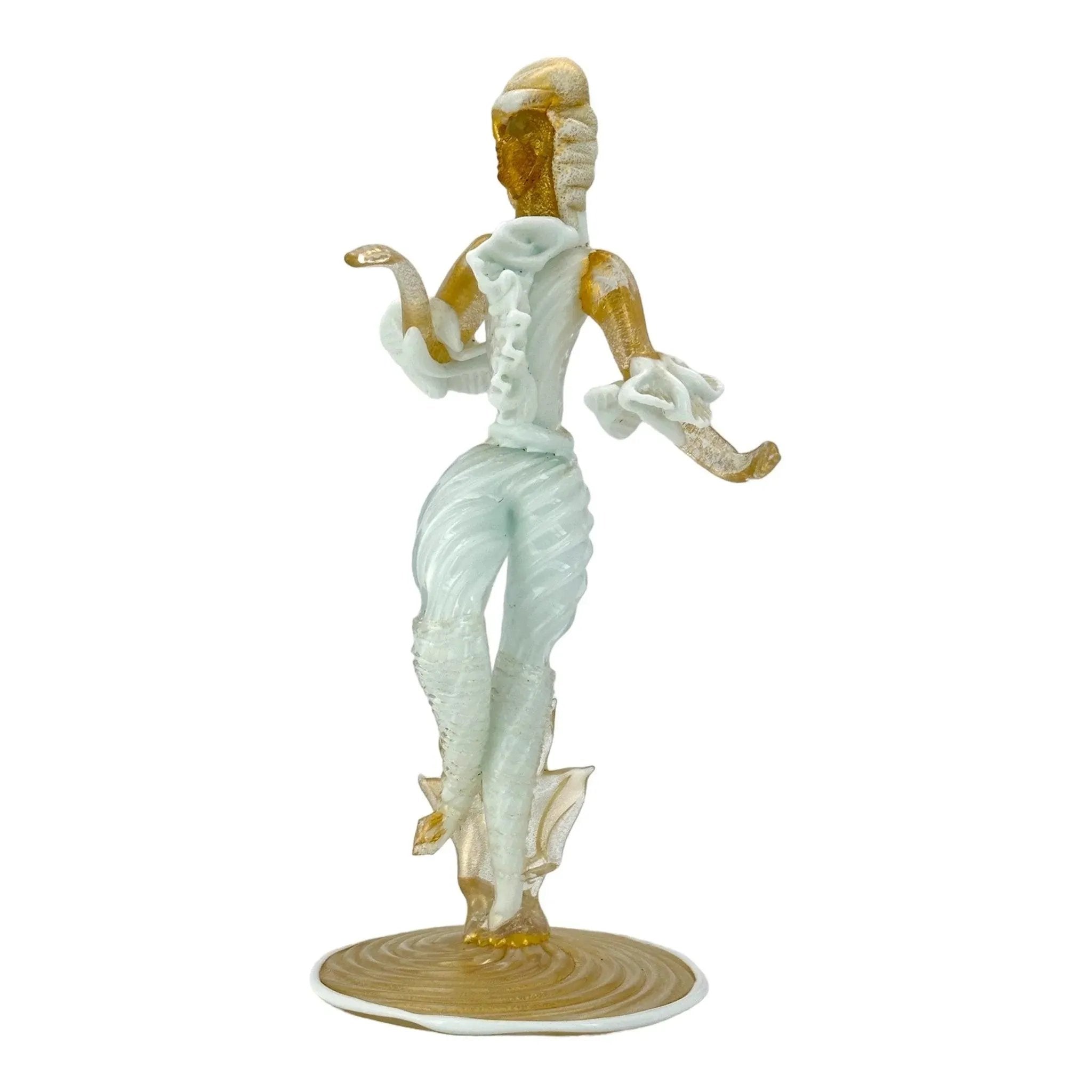 Vintage Murano Glass Venetian Dancer Figurine with Gold Aventurine - Buy now!
