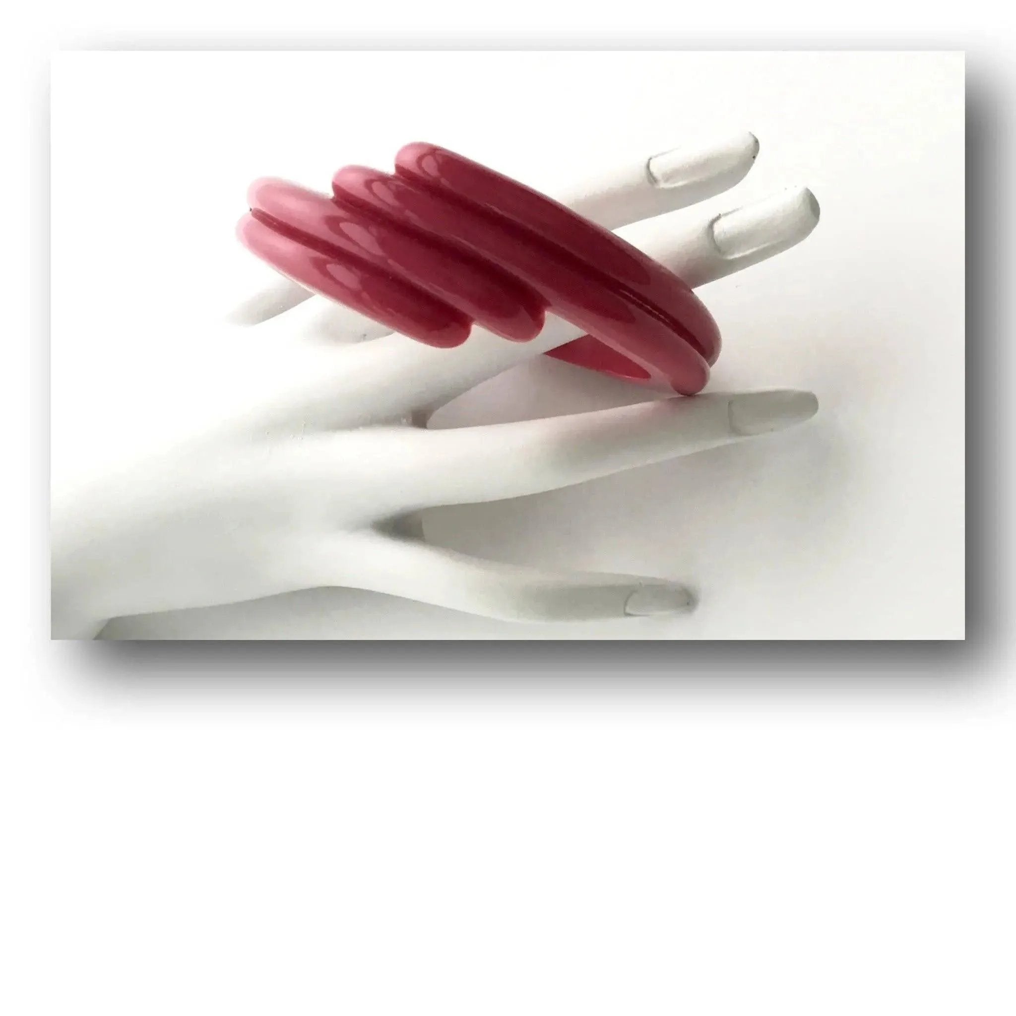 Vintage Plastic Bangle Channel Design Magenta Color