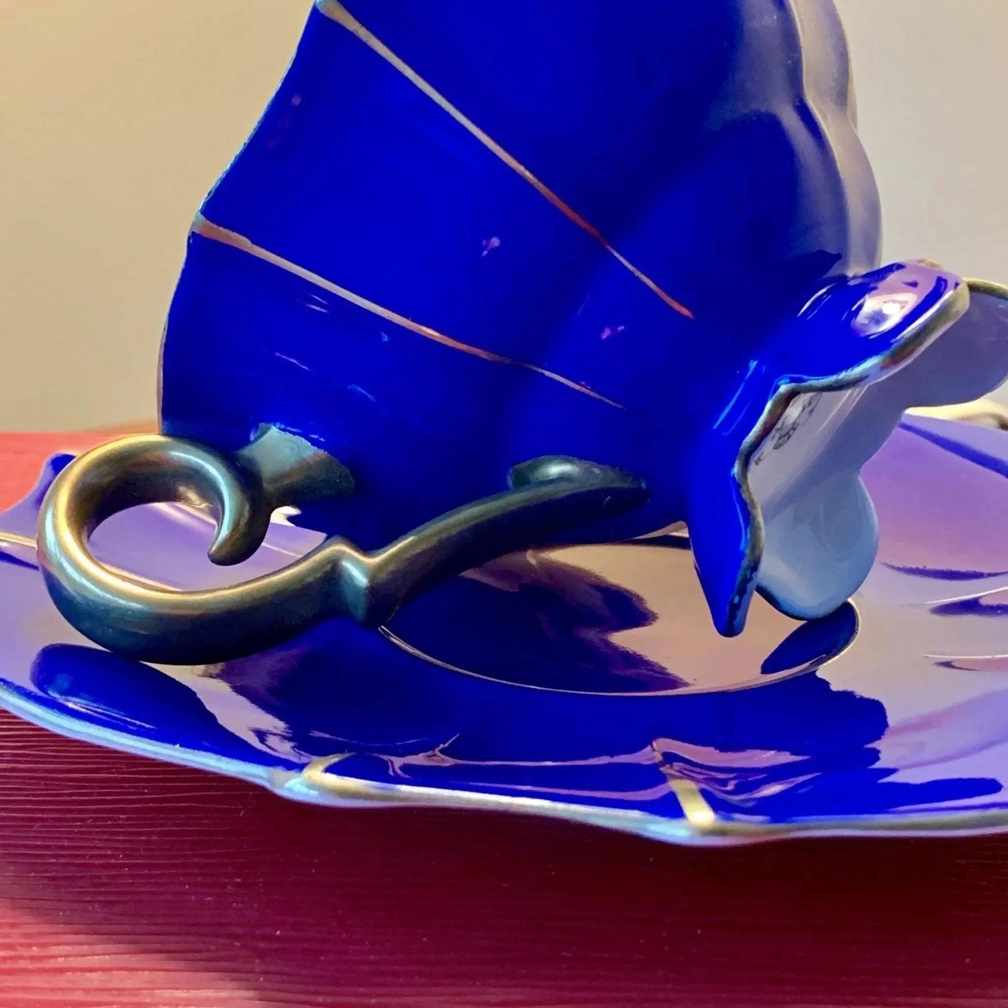 Vintage Porcelain Cobalt Teacup and Matching Saucer Set