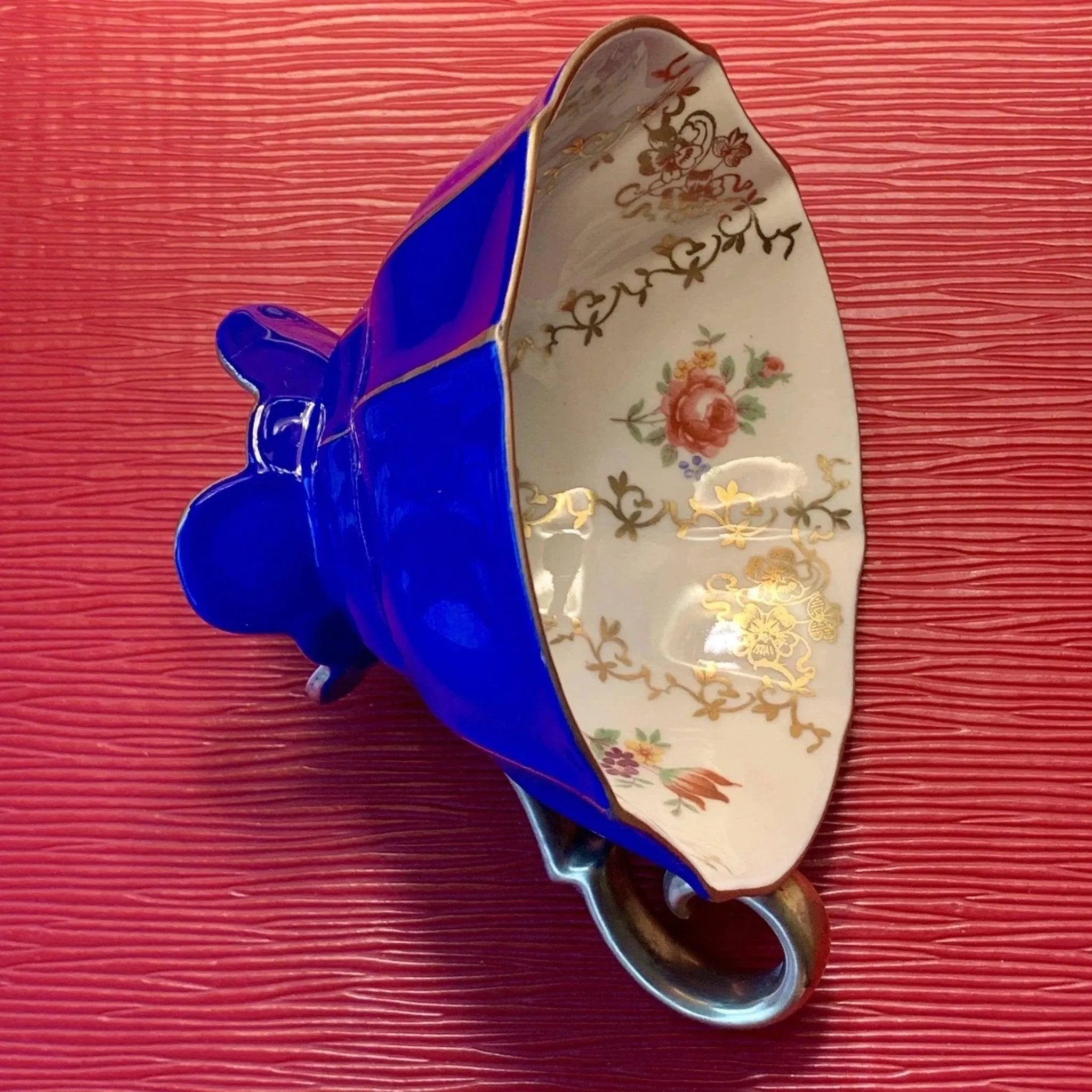 Vintage Porcelain Cobalt Teacup and Matching Saucer Set