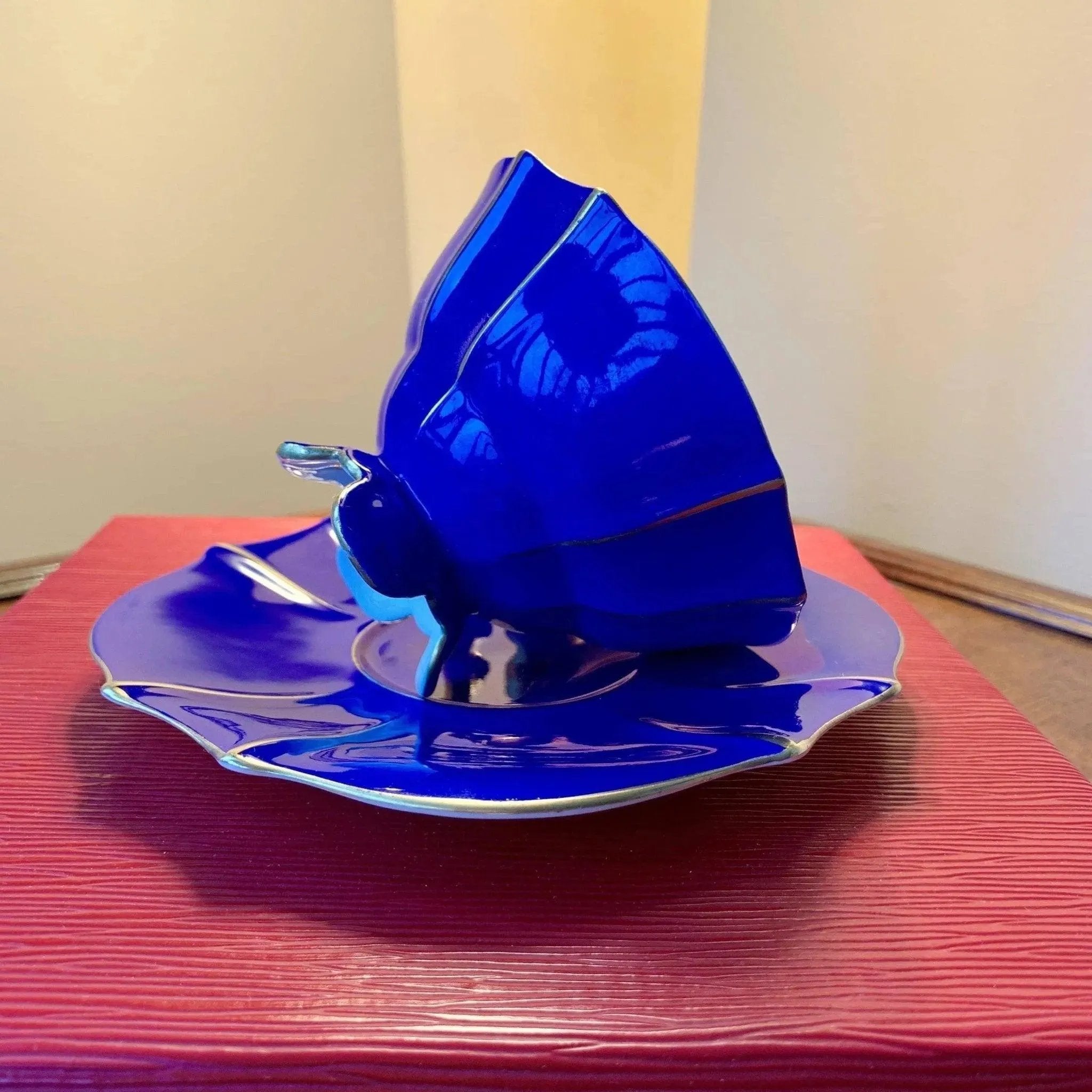 Vintage Porcelain Cobalt Teacup and Matching Saucer Set