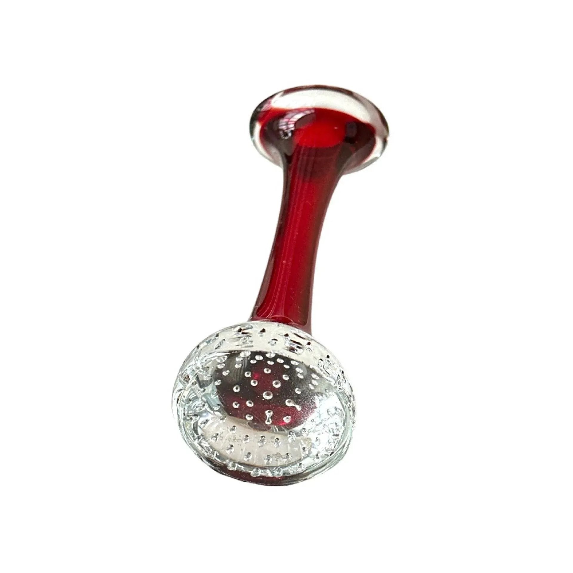 Vintage Red and Clear Glass Vase: Mid-Century Modern Home Decor
