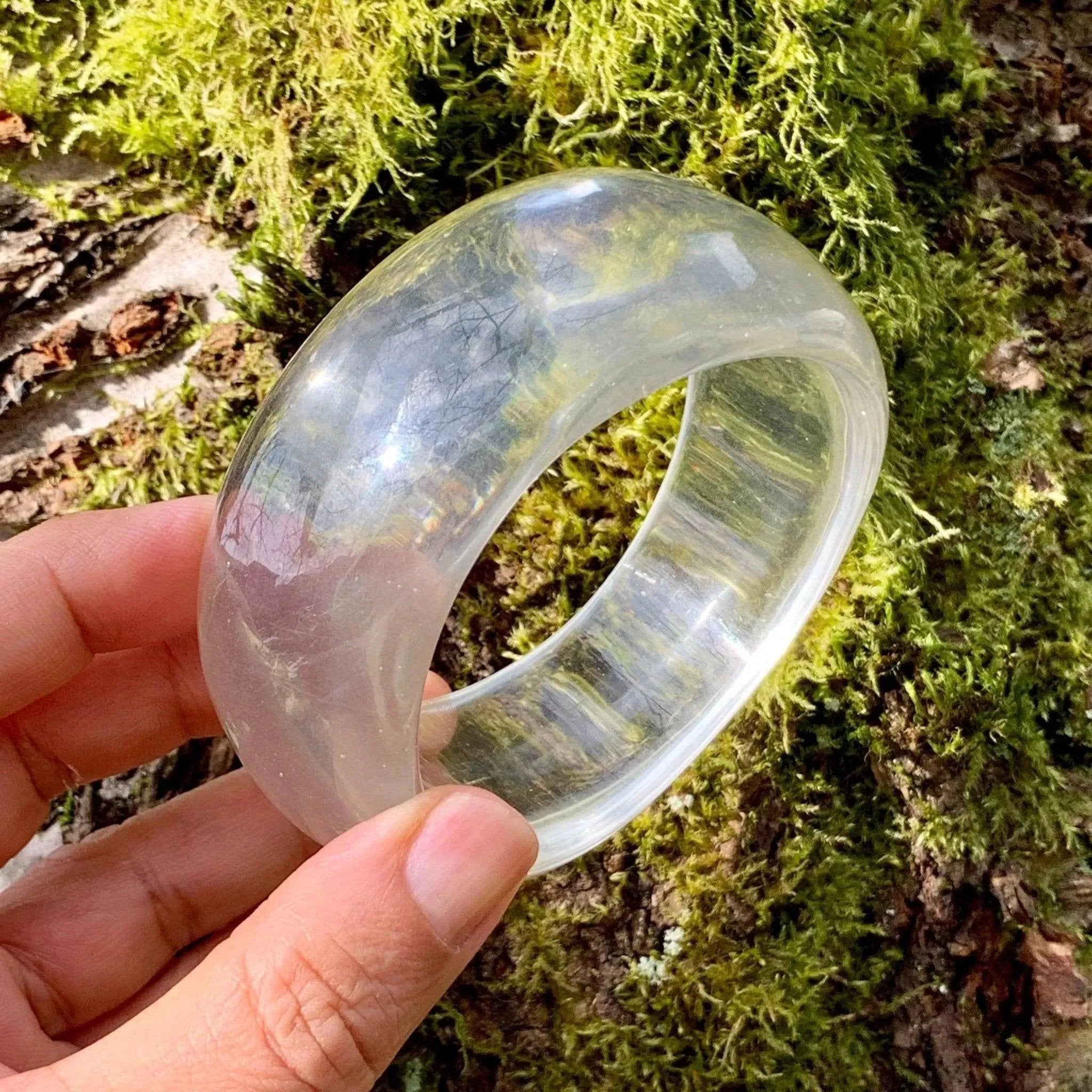 Vintage Transparent Lucite Bangle Freeform Design