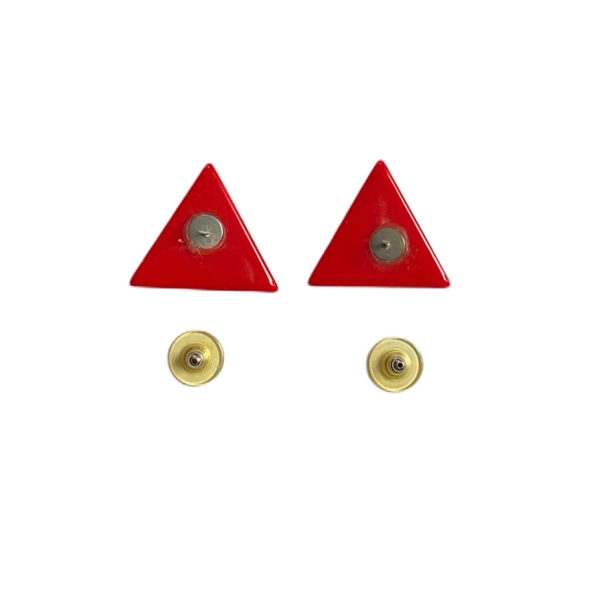 Vintage Triangle Plastic Red/White Earrings Jewelry Bubble