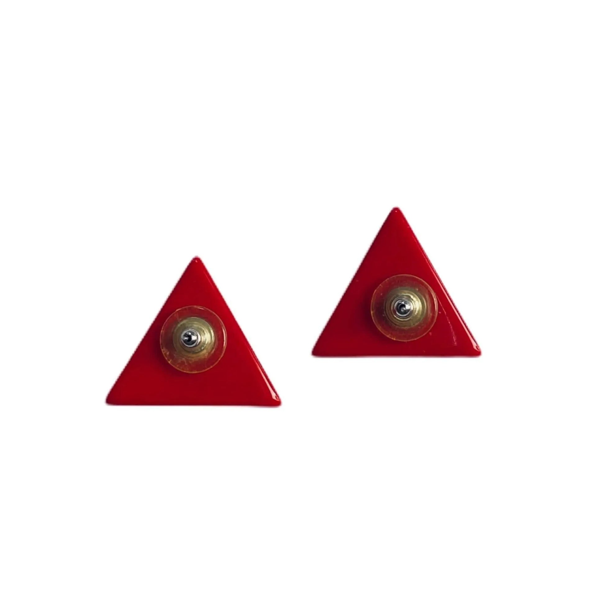 Vintage Triangle Plastic Red/White Earrings Jewelry Bubble