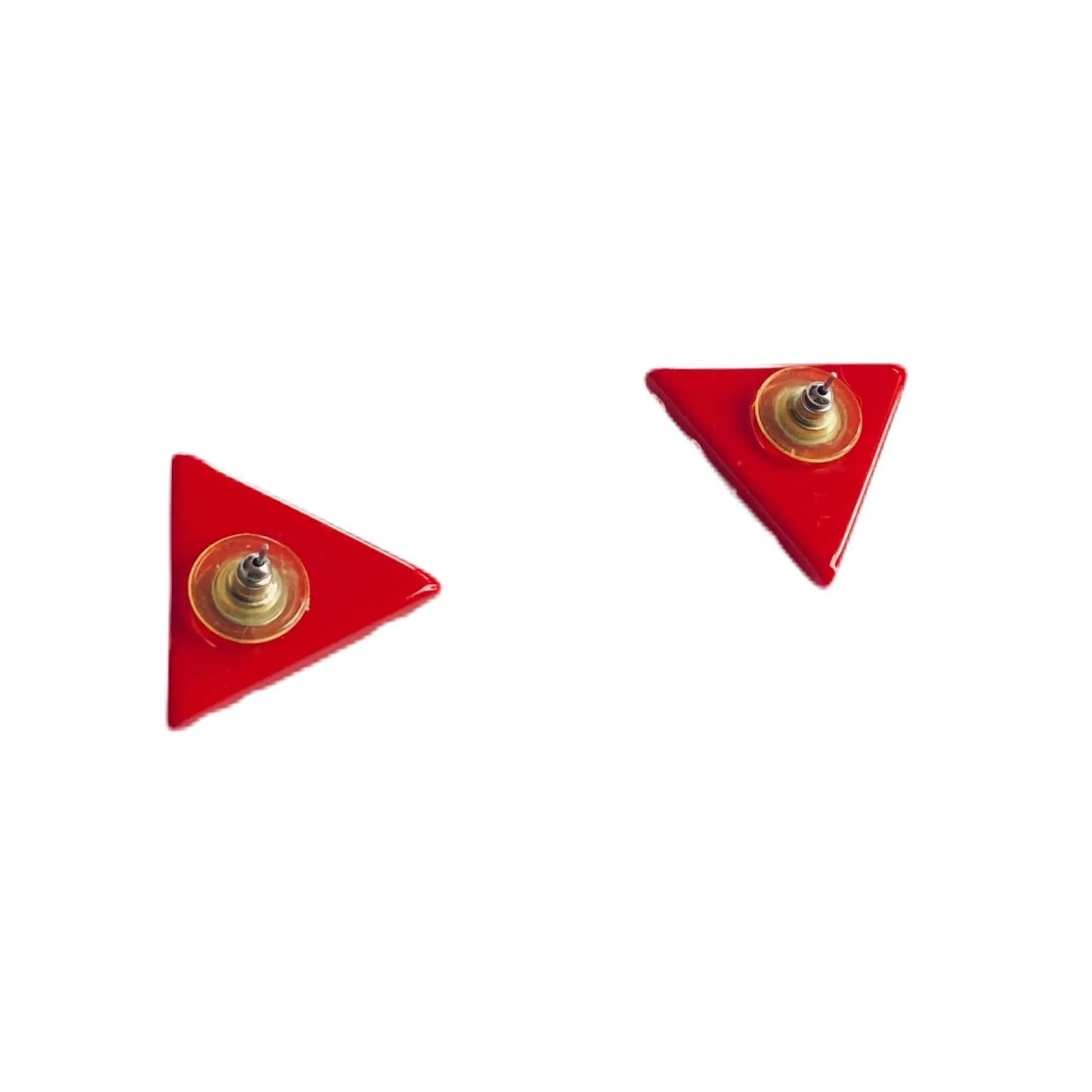 Vintage Triangle Plastic Red/White Earrings Jewelry Bubble