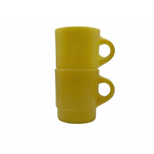 Vintage Yellow Stackable Anchor Hocking Fire King Mugs Jewelry Bubble