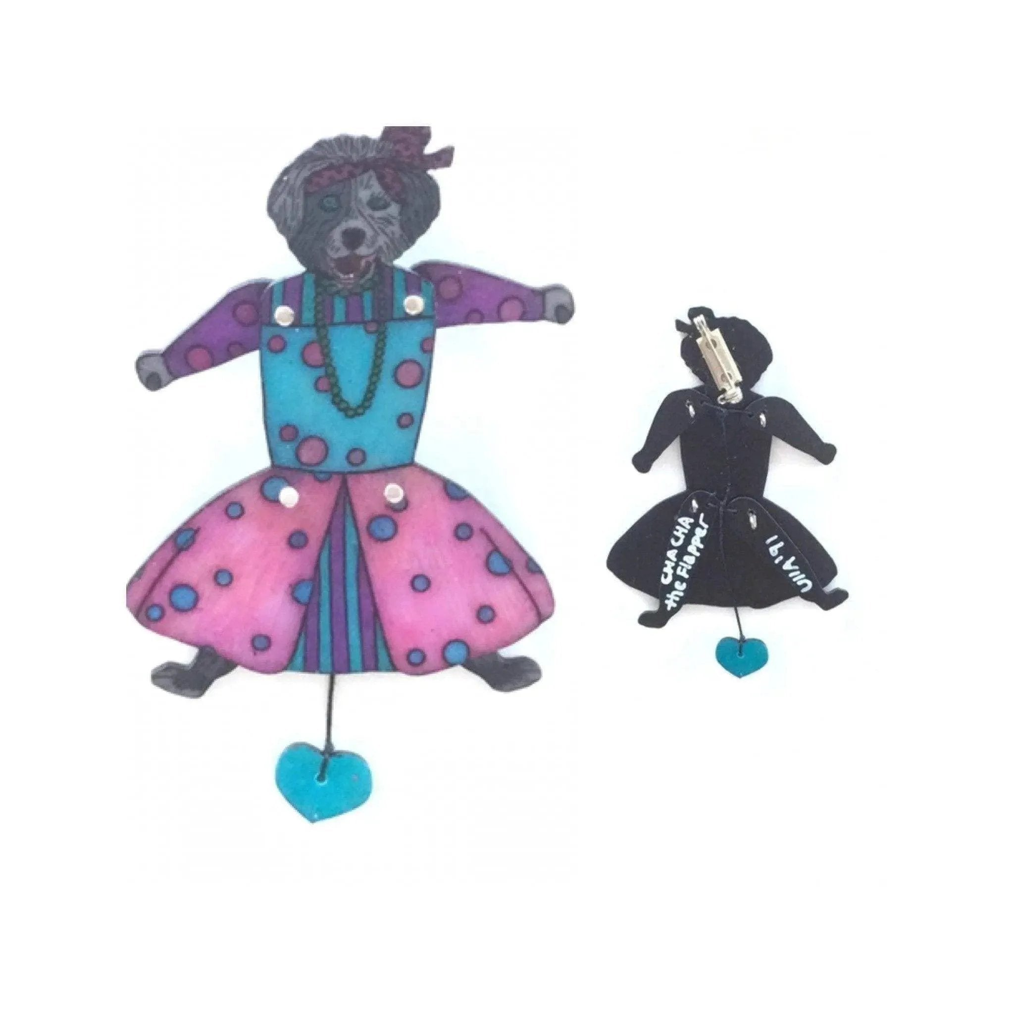 Vintage cha cha flapper dog pin