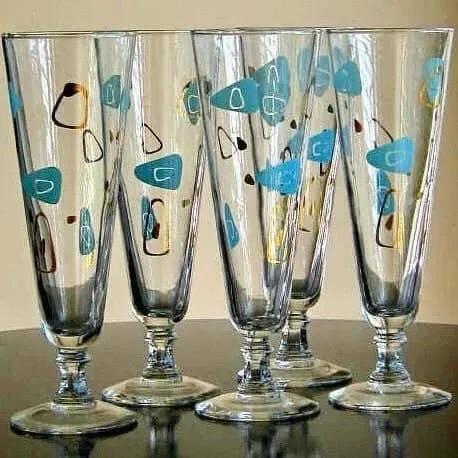 Vintage federal pilsner glass amoeba boomerang