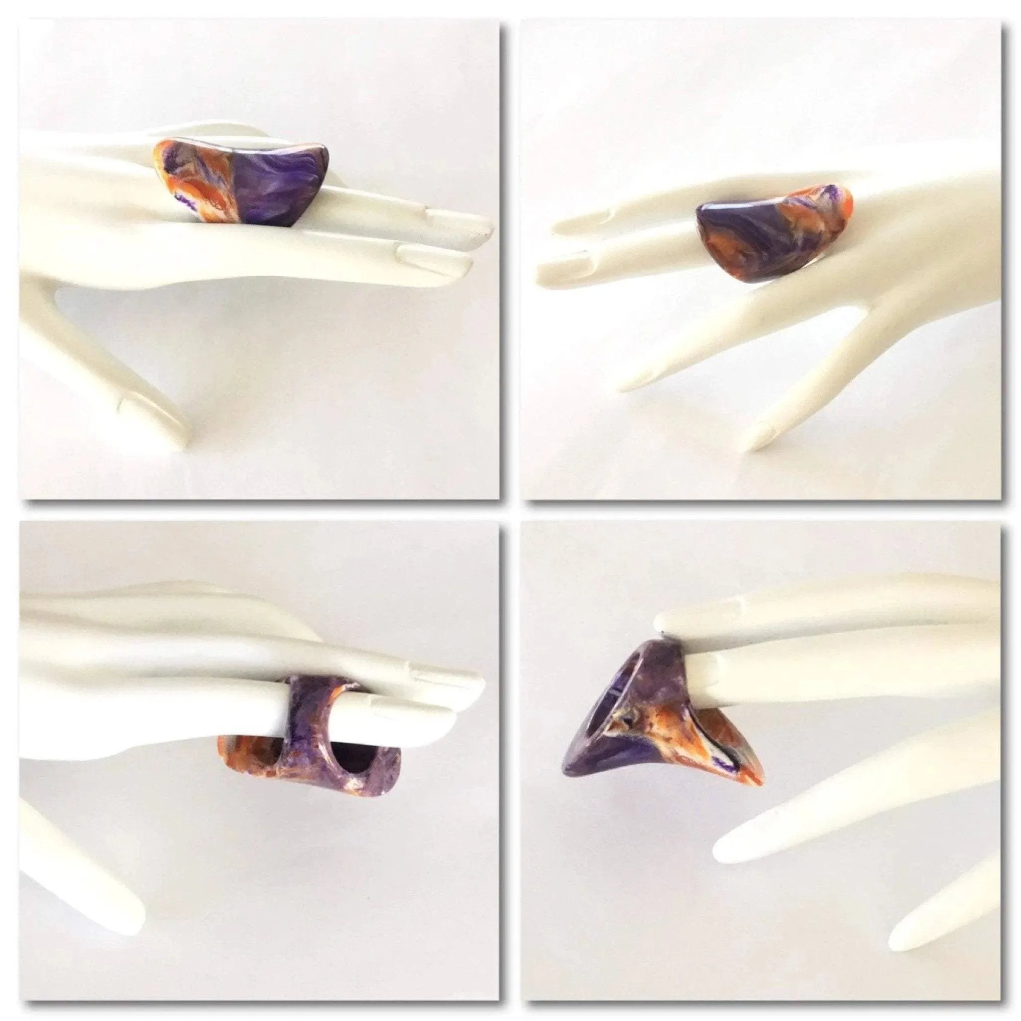 ‪Vintage ring saddle design multi color swirls