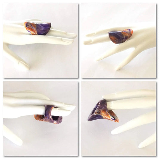 ‪Vintage ring saddle design multi color swirls Jewelry Bubble