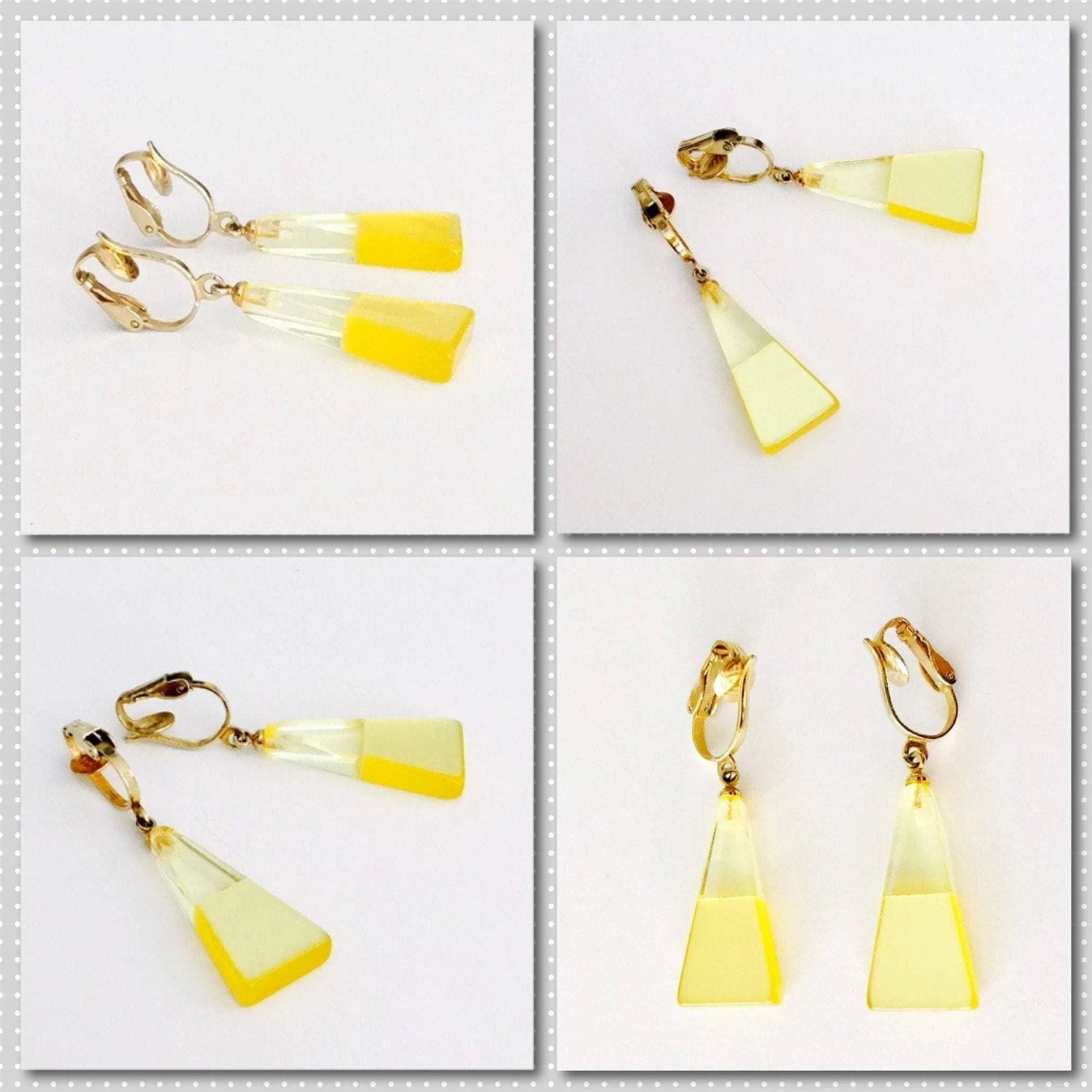 Vintage statement dangling Lucite clip on earrings Jewelry Bubble