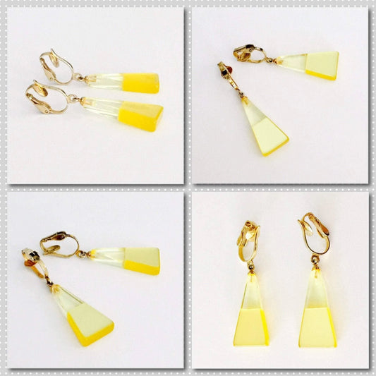 Vintage statement dangling Lucite clip on earrings Jewelry Bubble