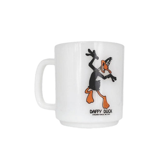 Warner Brothers Vintage Daffy Duck Milk Glass Coffee Mug Jewelry Bubble