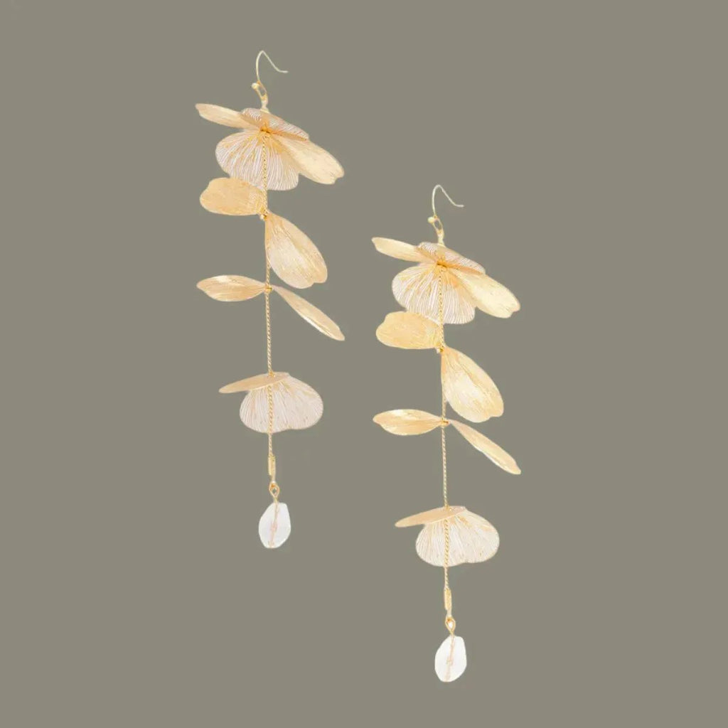 Whimsical Gold Petal Dangle Earrings for Playful Charm for Women
