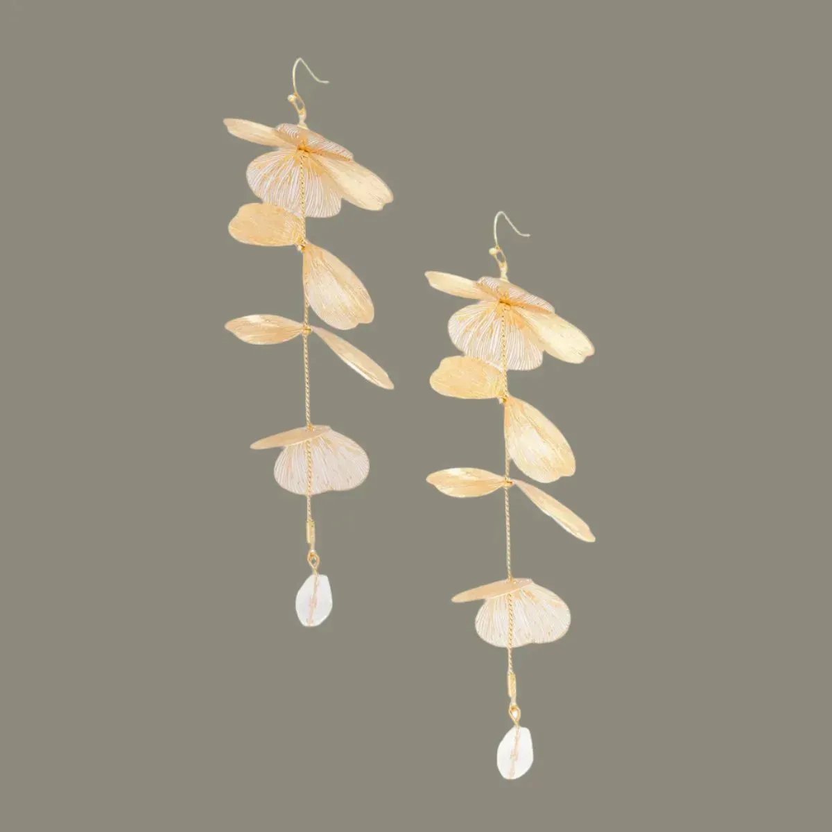 Whimsical Gold Petal Dangle Earrings for Playful Charm for Women