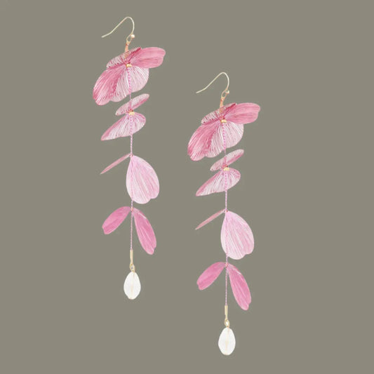 Whimsical Pink Petal Dangle Earrings for Playful Charm for Women Pinktown